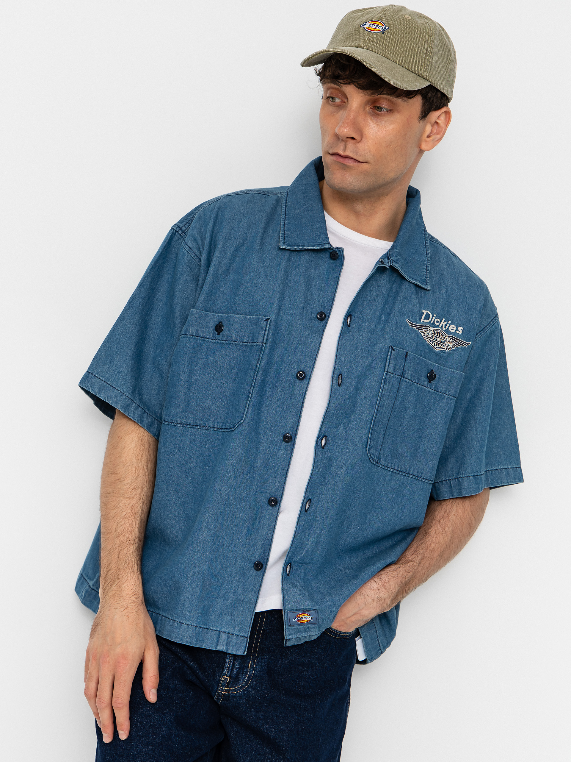 Риза Dickies X Harley Davidson Boxy Chambray Work (blue chambray)