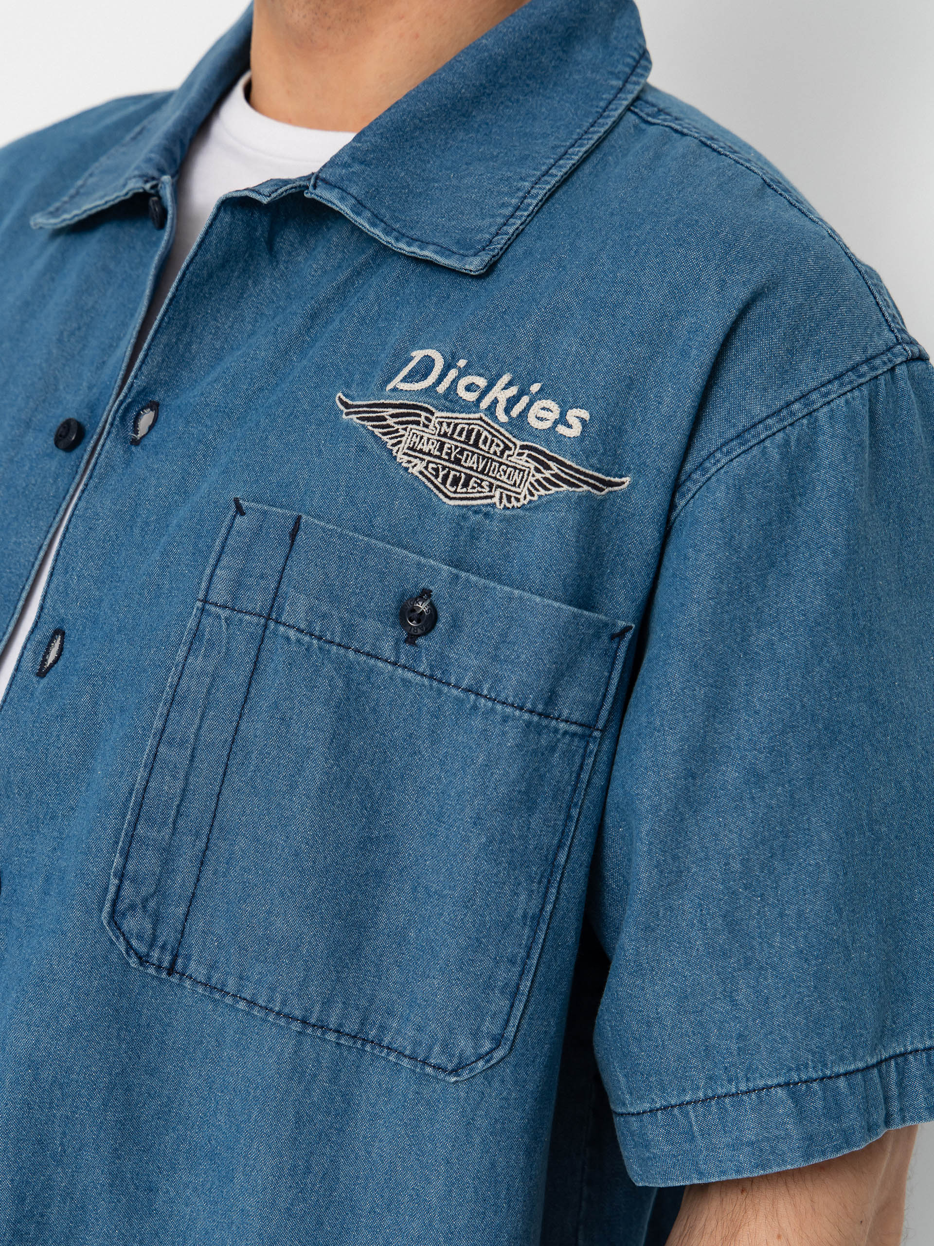 Риза Dickies X Harley Davidson Boxy Chambray Work (blue chambray)