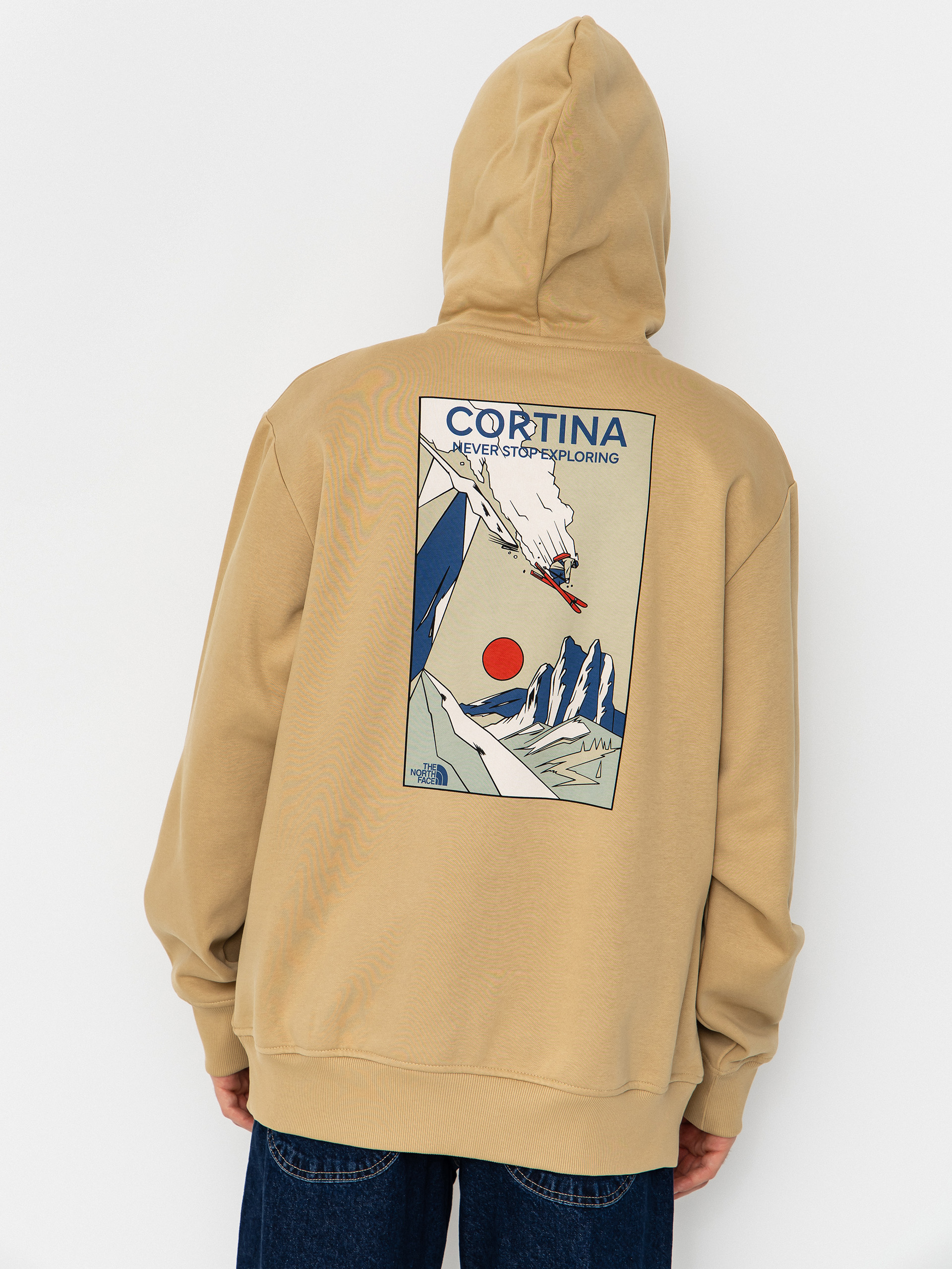 Суитшърт с качулка The North Face Mountain Celebration Relaxed HD (khaki stone)