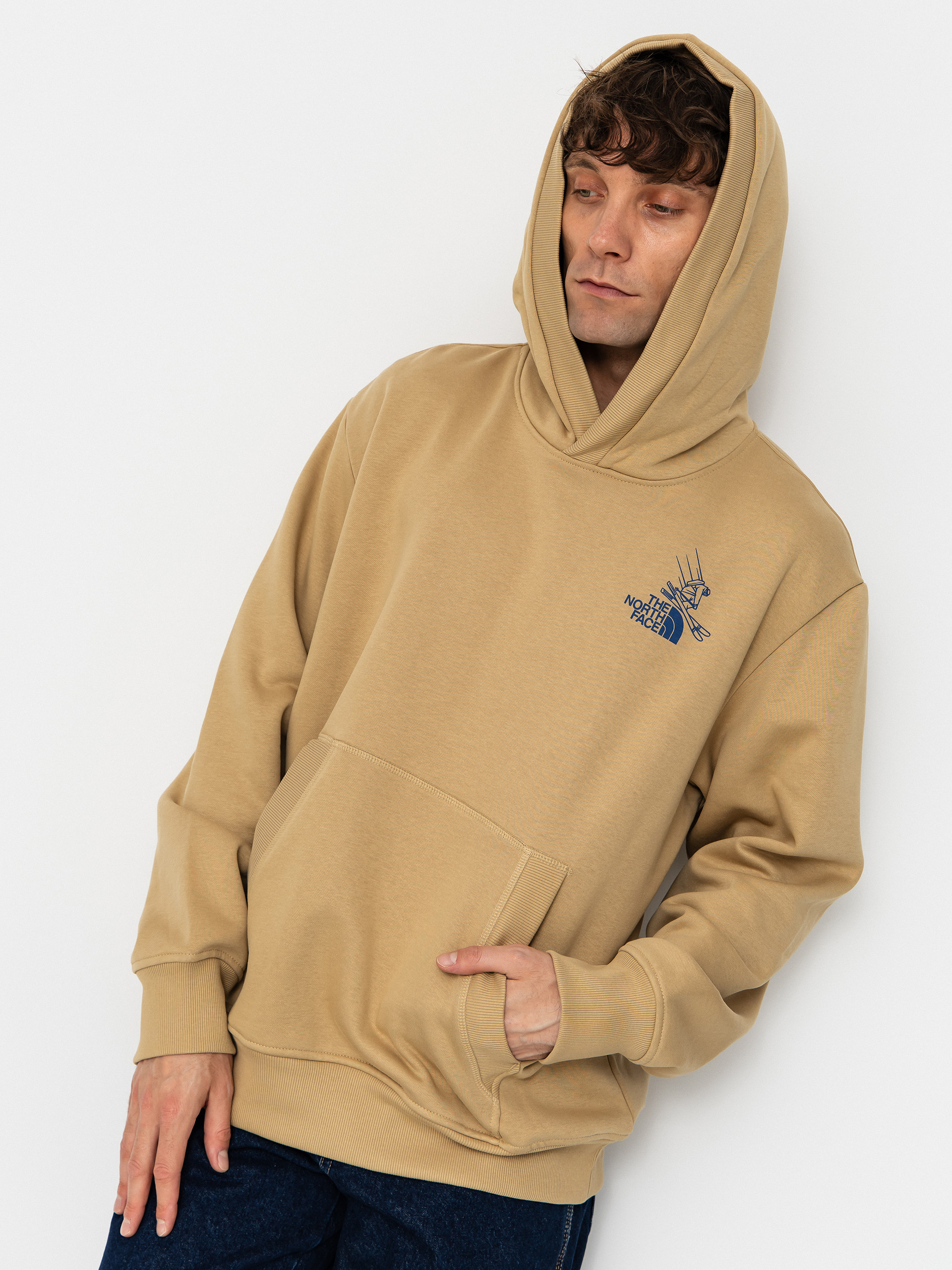 Суитшърт с качулка The North Face Mountain Celebration Relaxed HD (khaki stone)
