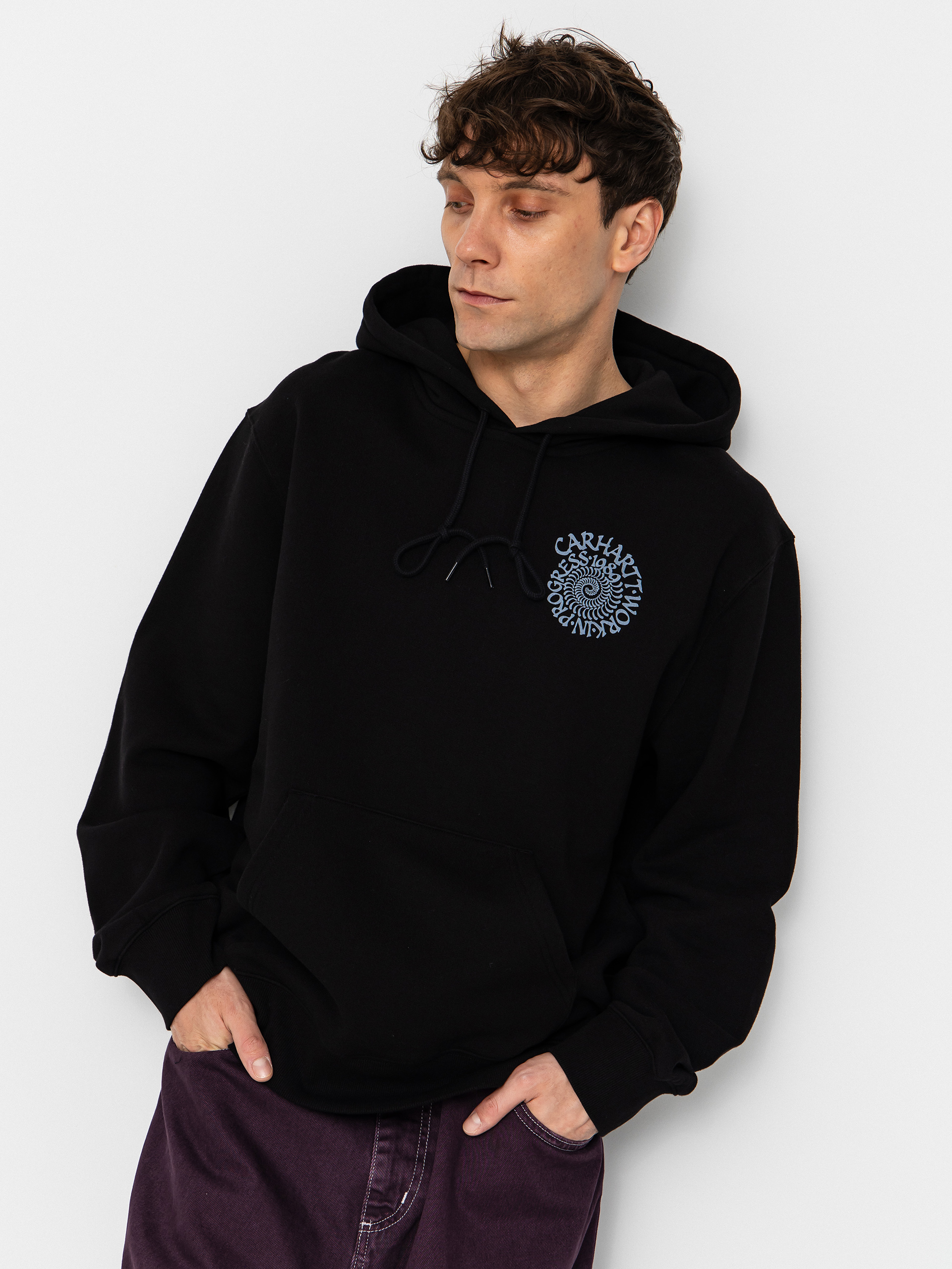 Суитшърт с качулка Carhartt WIP Spiral HD (black)