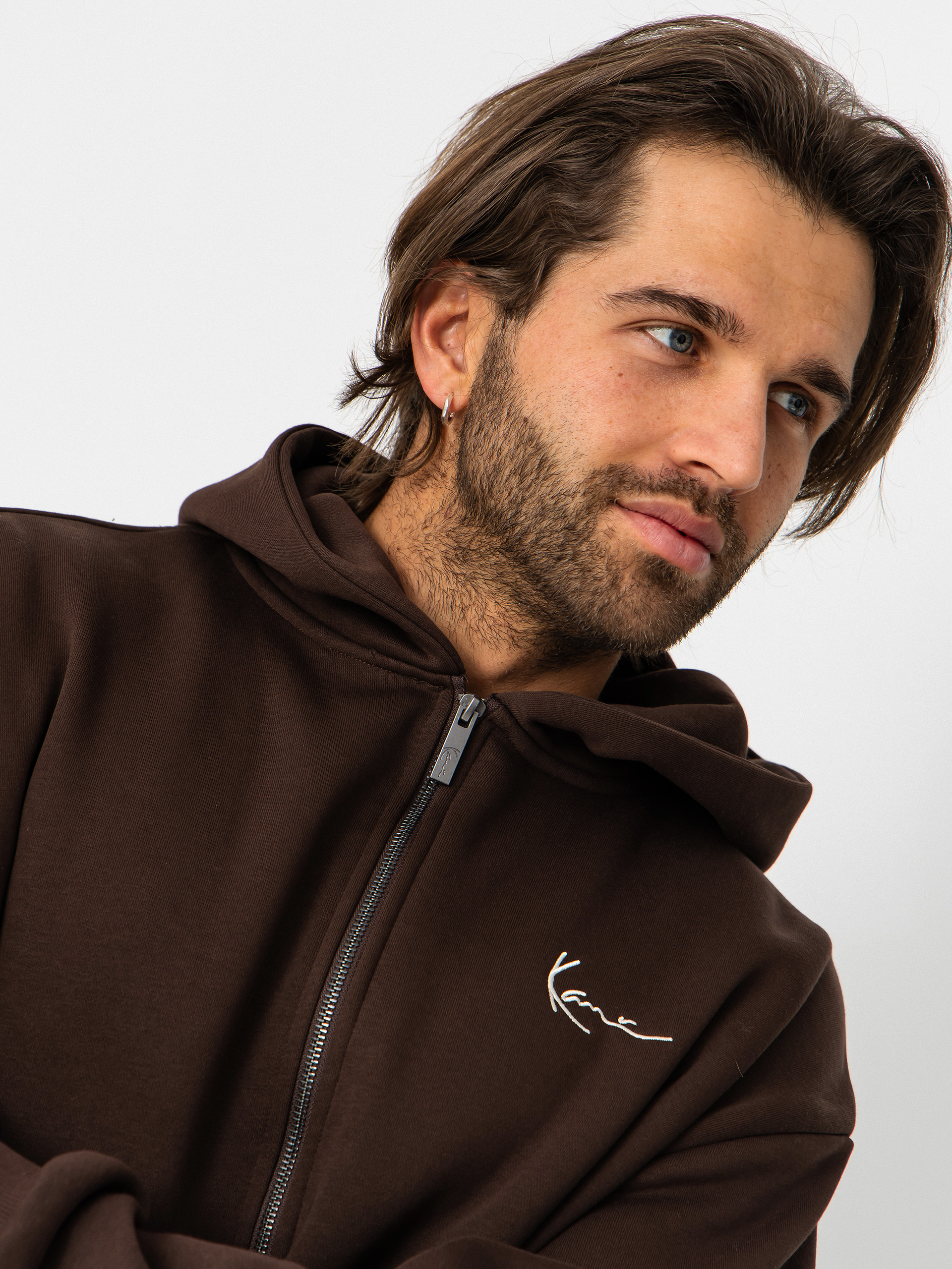 Суитшърт с качулка Karl Kani Small Signature Essential ZHD (brown)