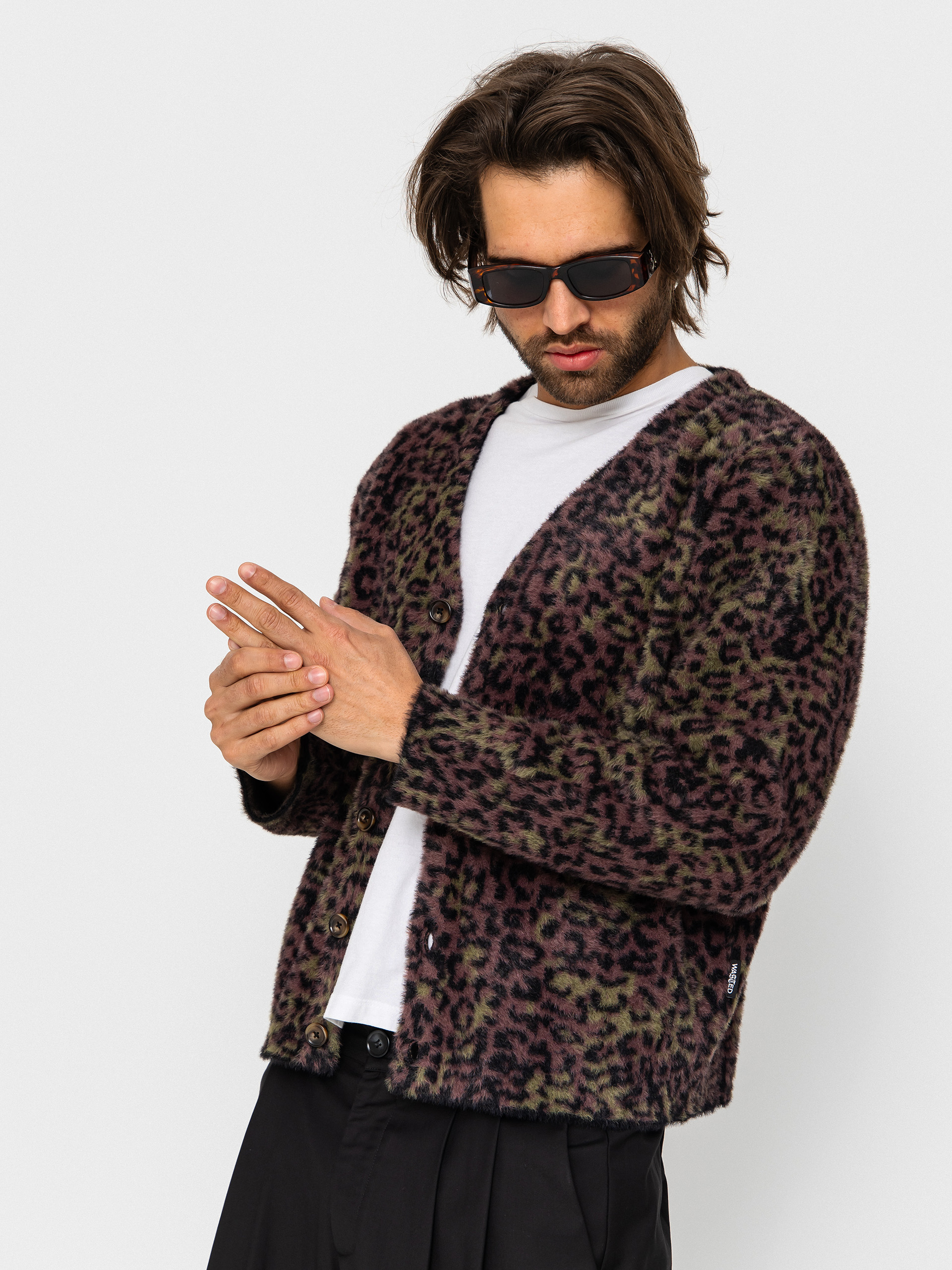 Суитшърт Wasted Paris Cheetah Cardigan (fudge burgundy camo)