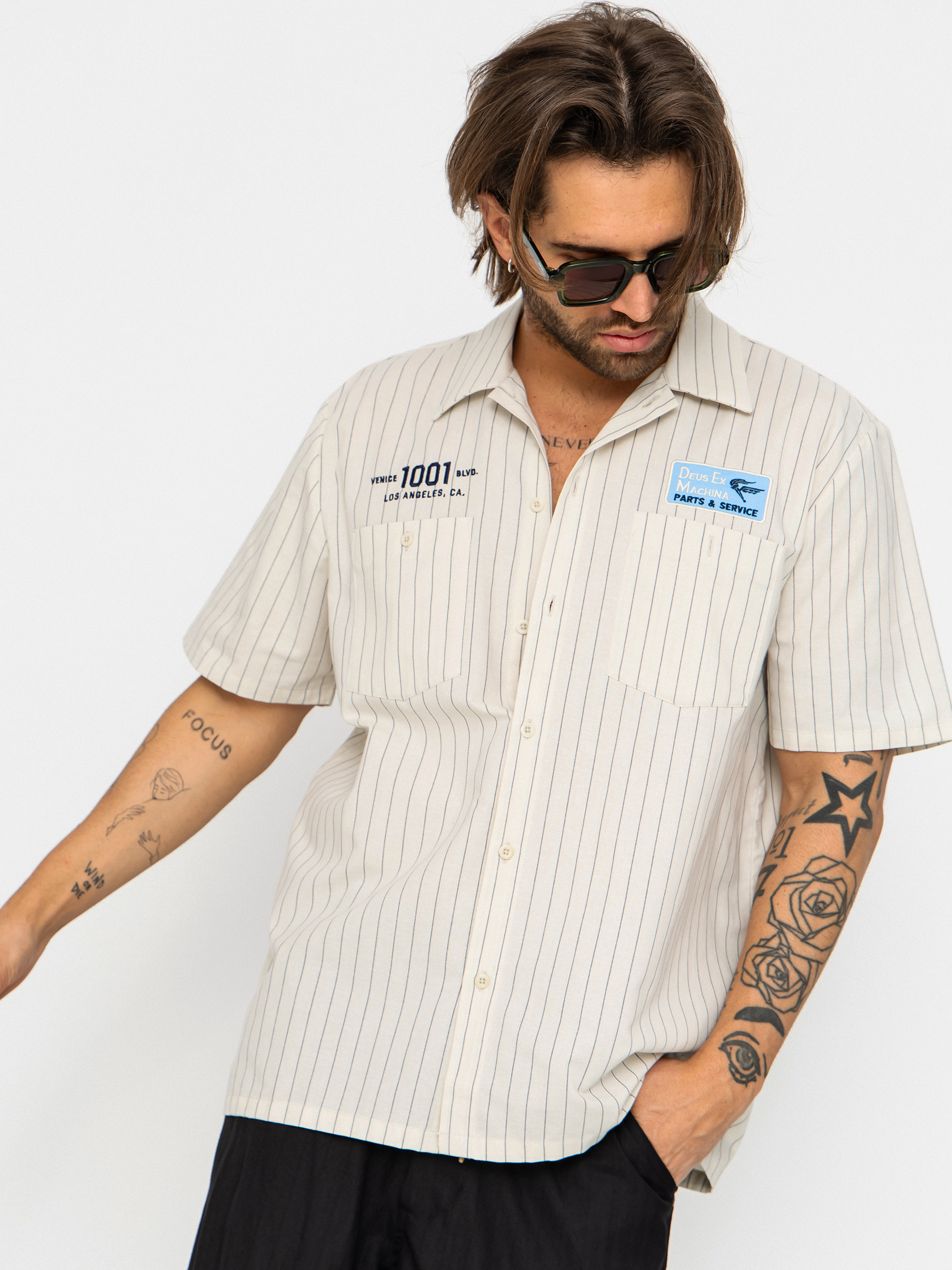 Риза Deus Ex Machina Forecourt Stripe (dirty white)