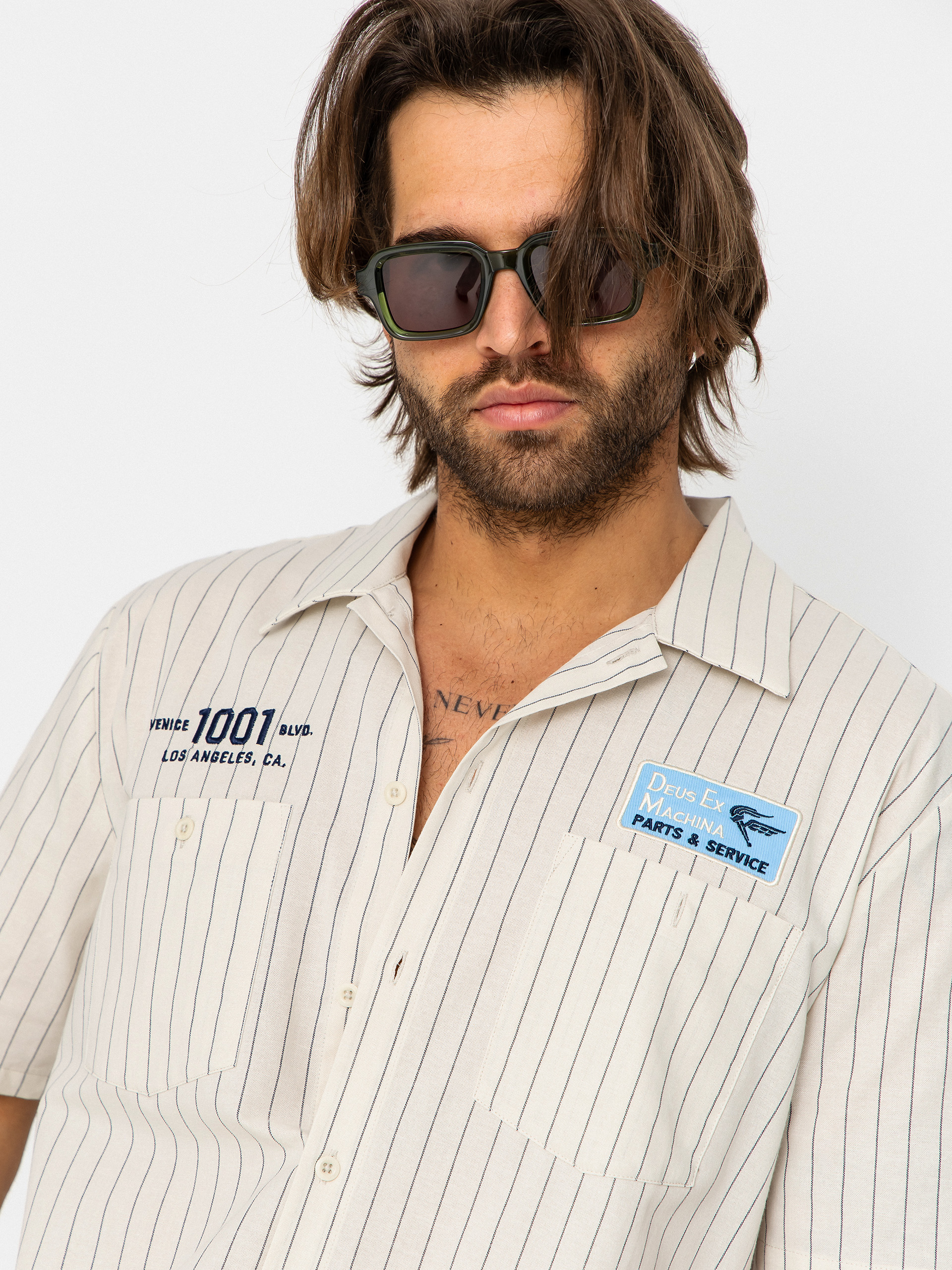 Риза Deus Ex Machina Forecourt Stripe (dirty white)