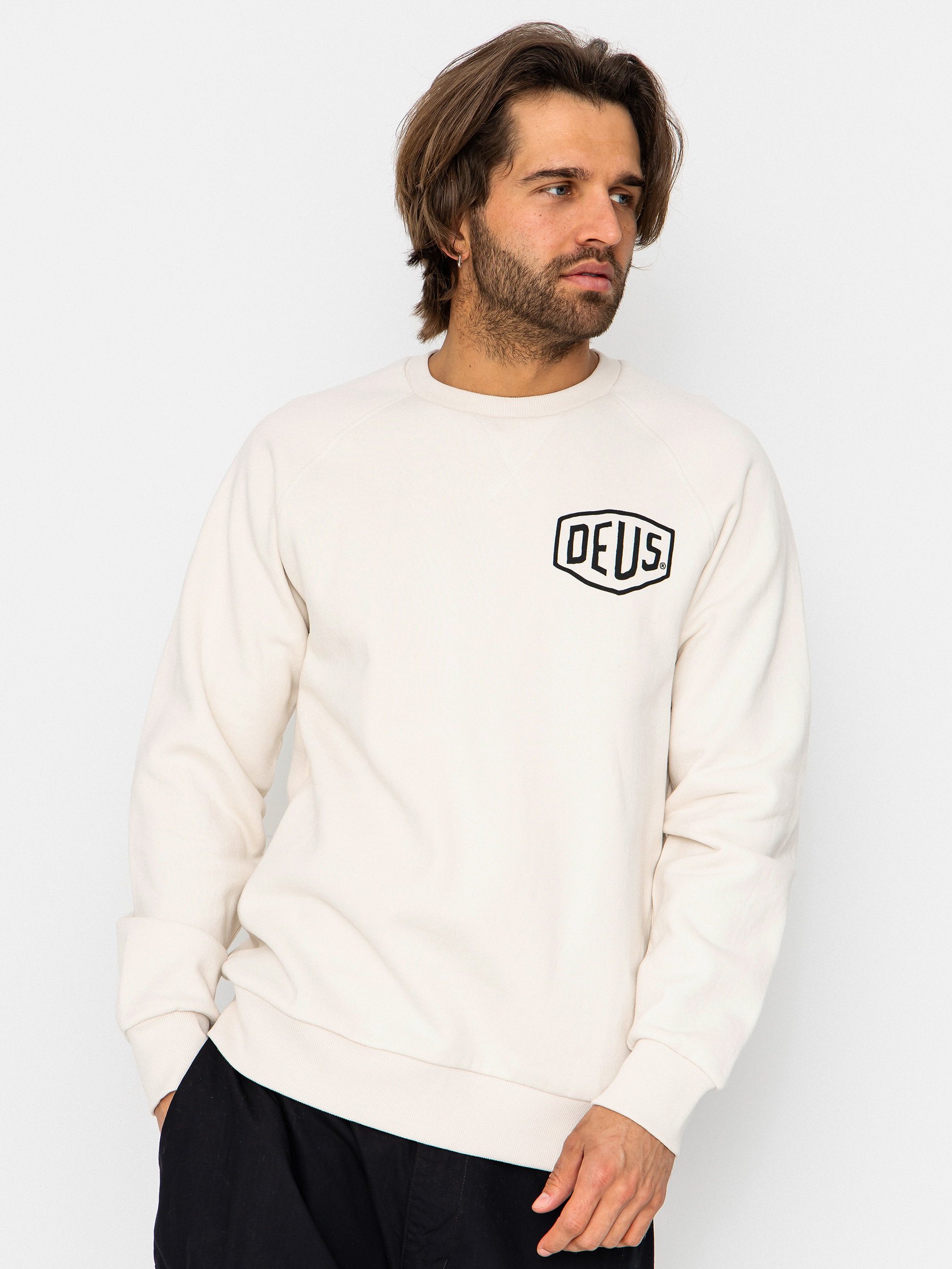 Суитшърт Deus Ex Machina Harajuku Address Crew (dirty white)