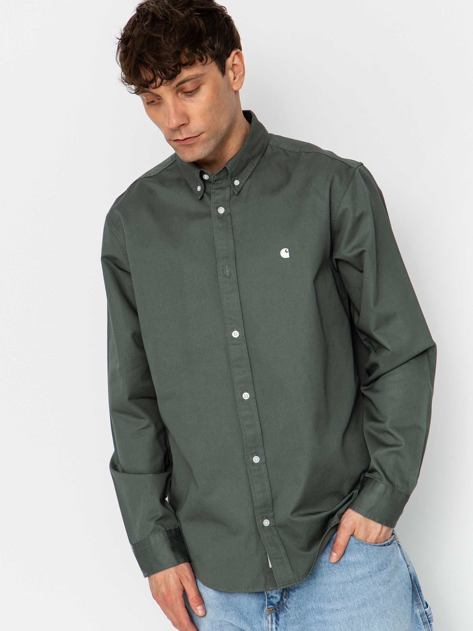 Риза Carhartt WIP Madison (velvet green/white)