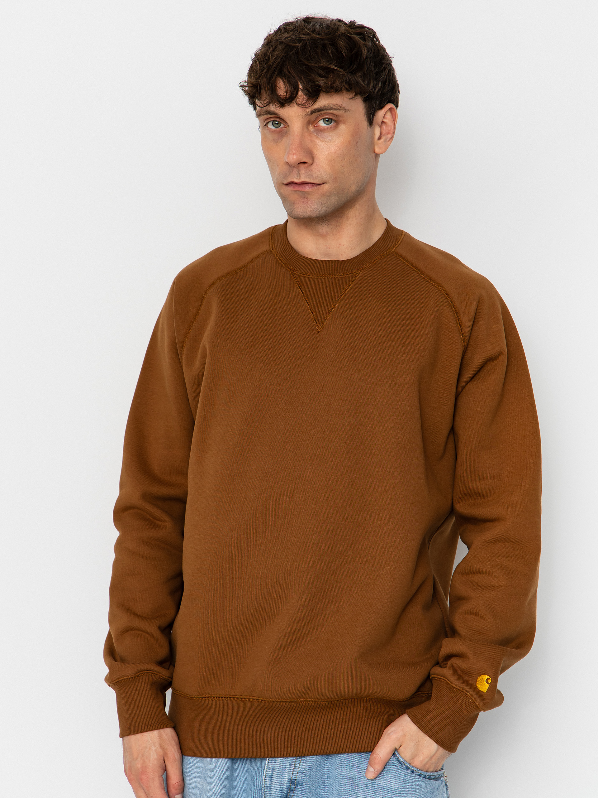 Суитшърт Carhartt WIP Chase (hamilton brown/gold)