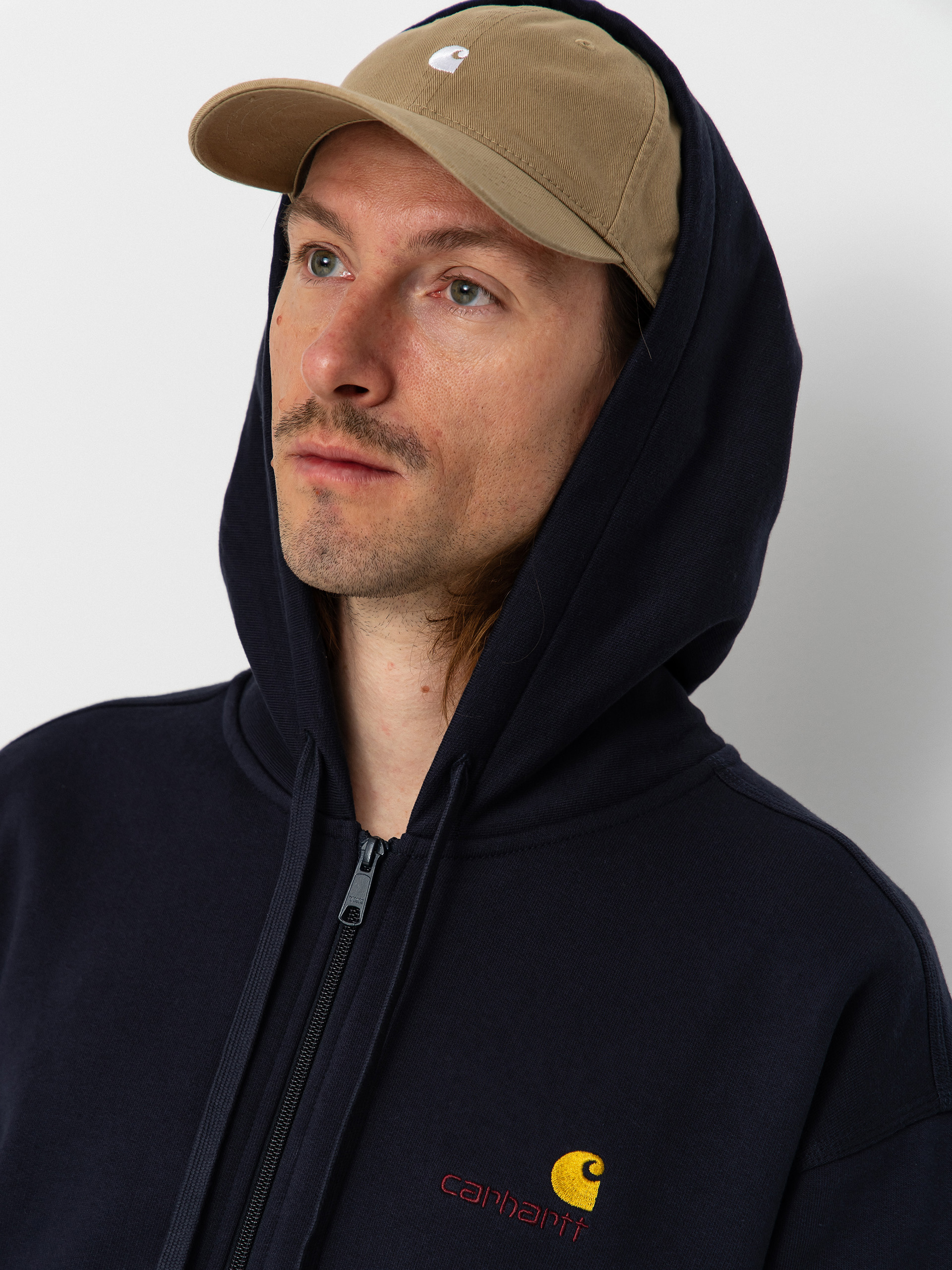 Суитшърт с качулка Carhartt WIP American Script ZHD (deep night)