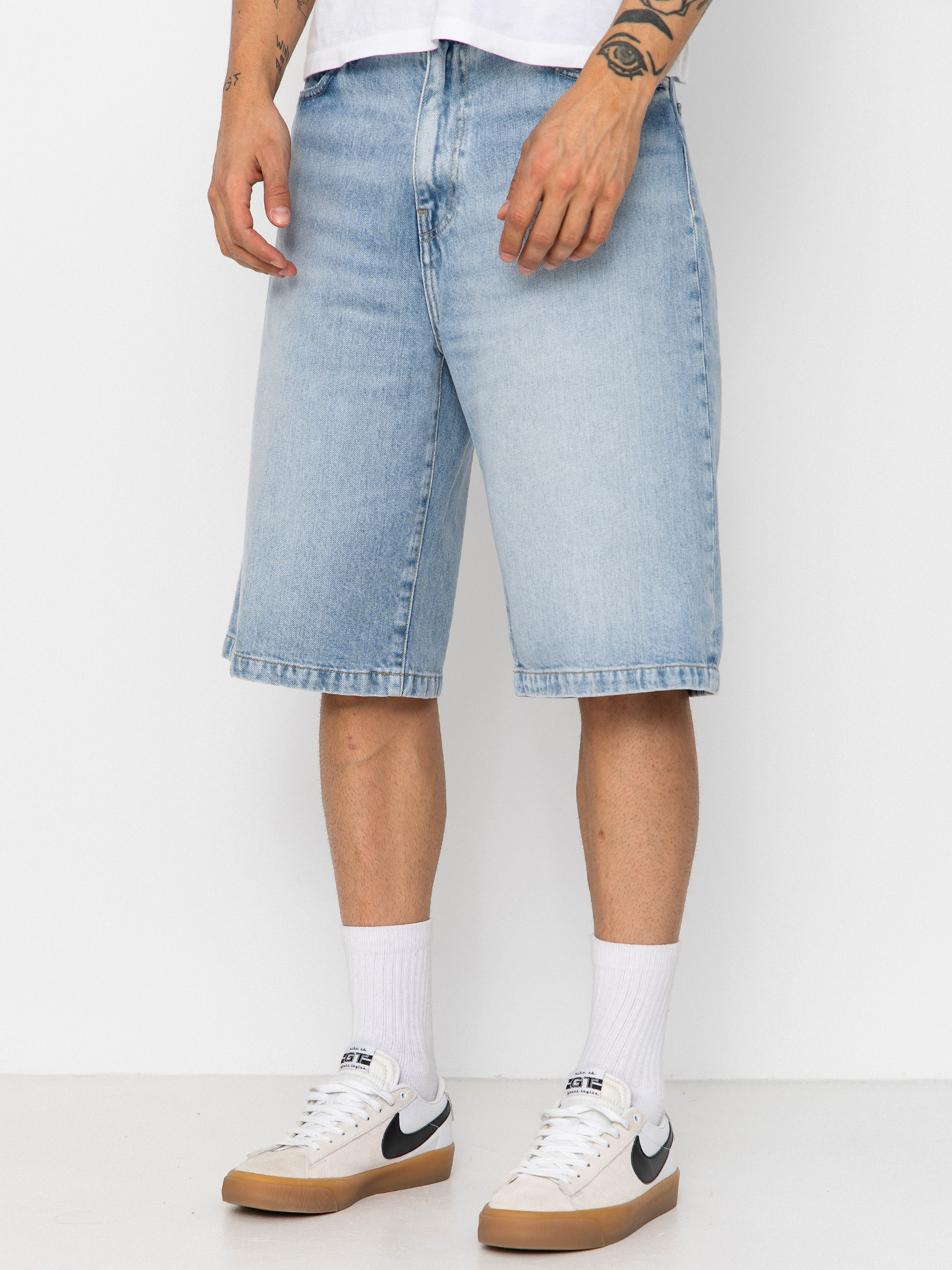 Къси панталони Carhartt WIP Langdon (blue heavy worn bleached)