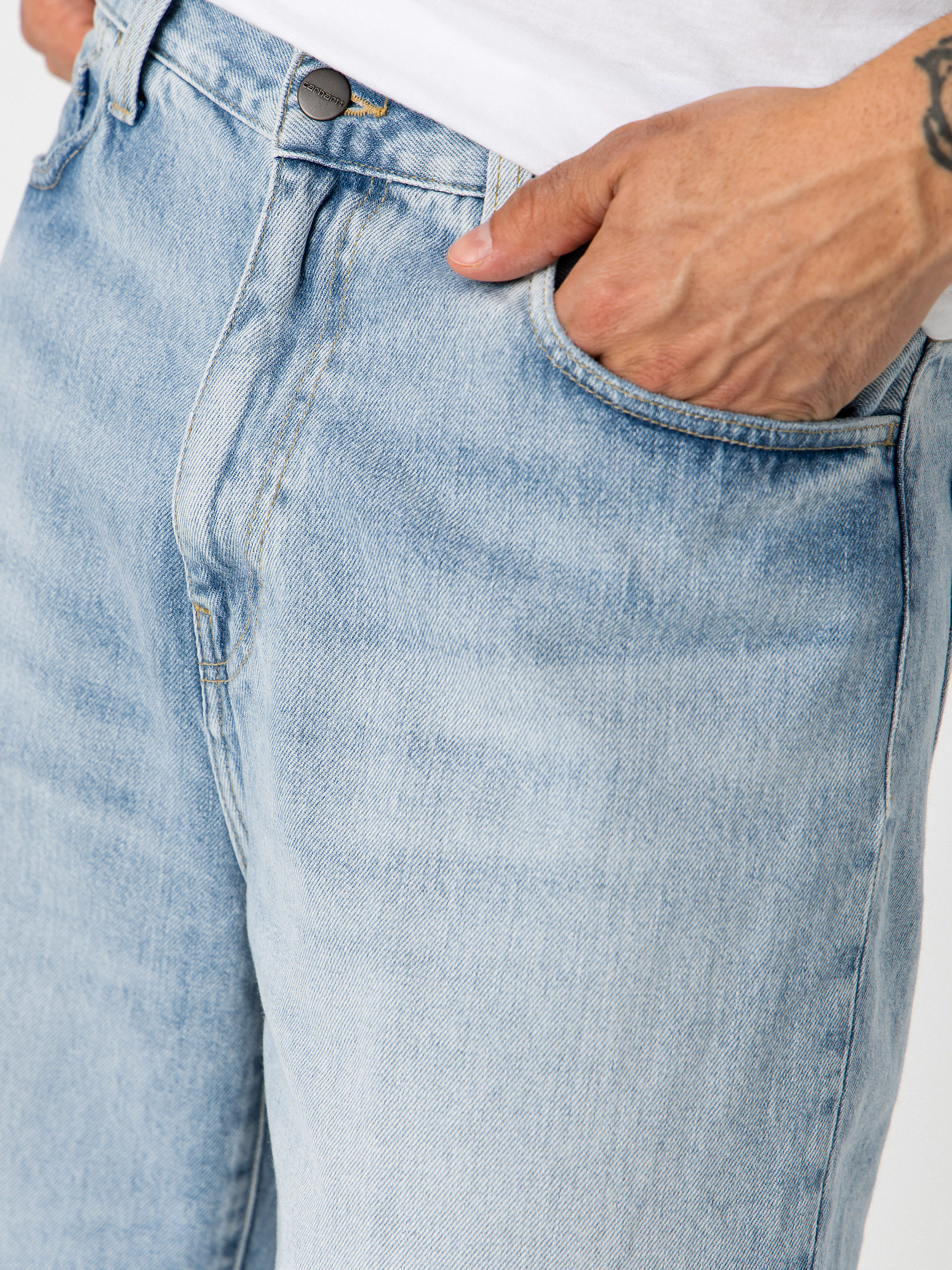 Къси панталони Carhartt WIP Langdon (blue heavy worn bleached)