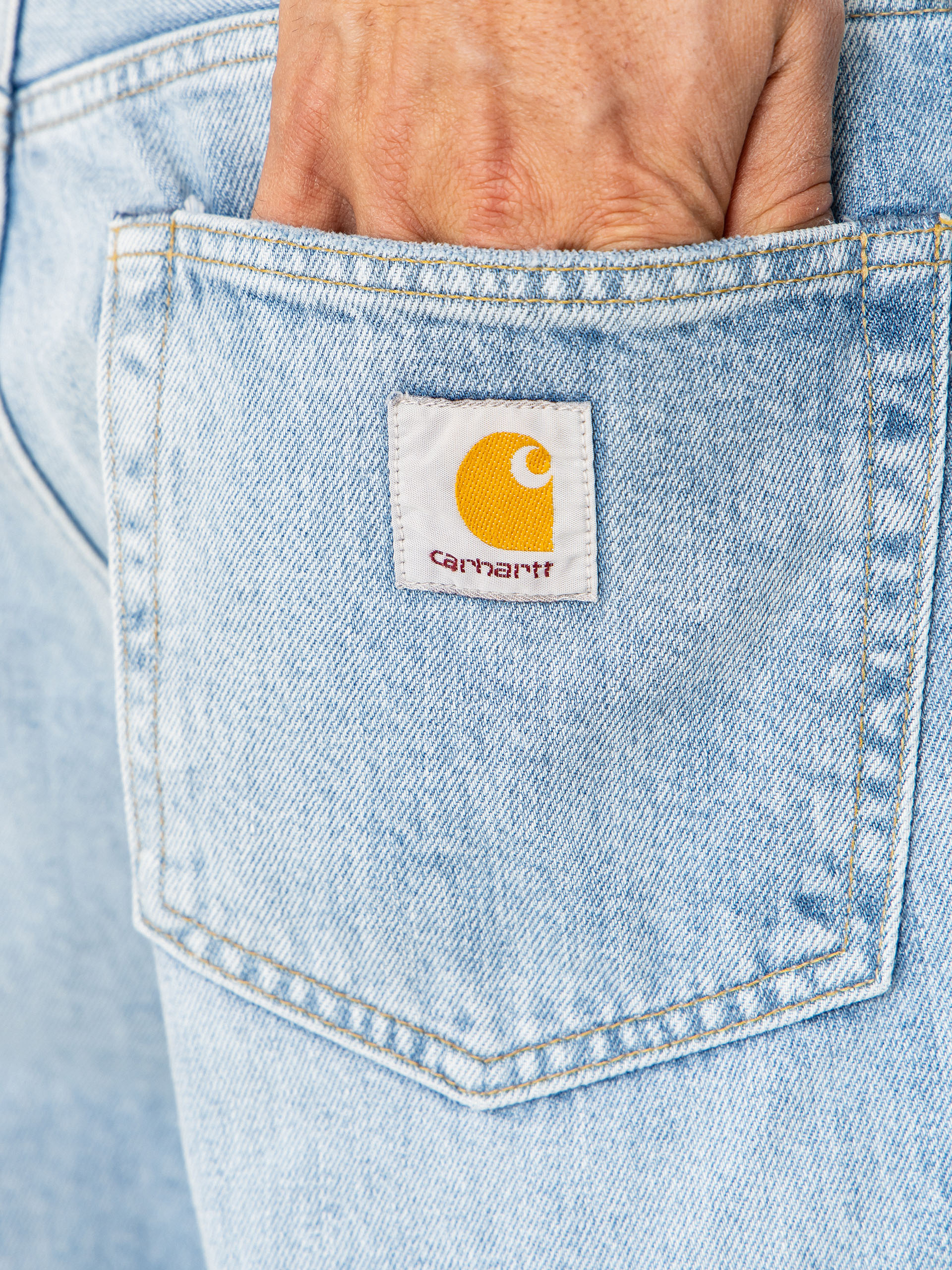 Къси панталони Carhartt WIP Langdon (blue heavy worn bleached)