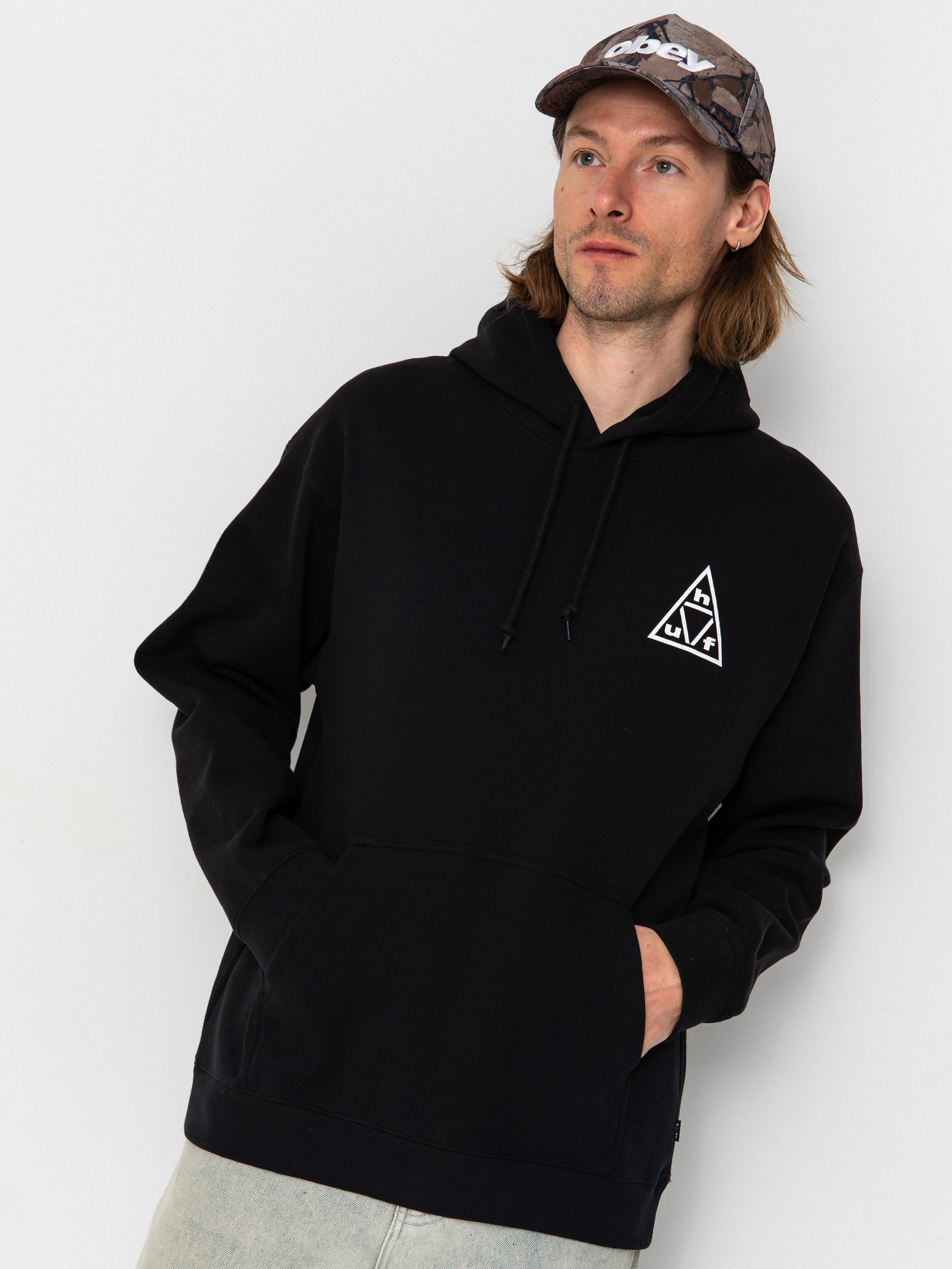 Суитшърт с качулка HUF Triple Triangle HD (black/white)