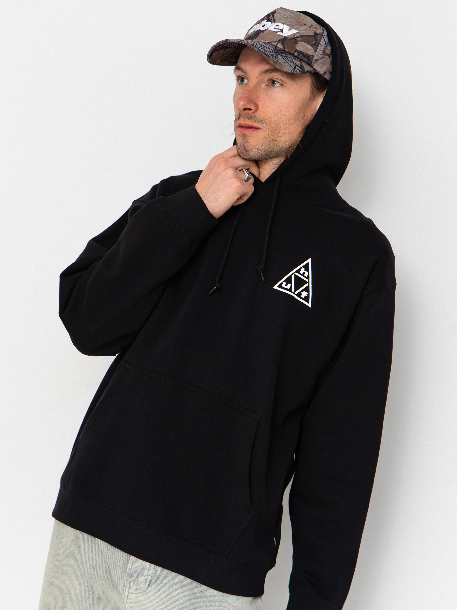 Суитшърт с качулка HUF Triple Triangle HD (black/white)
