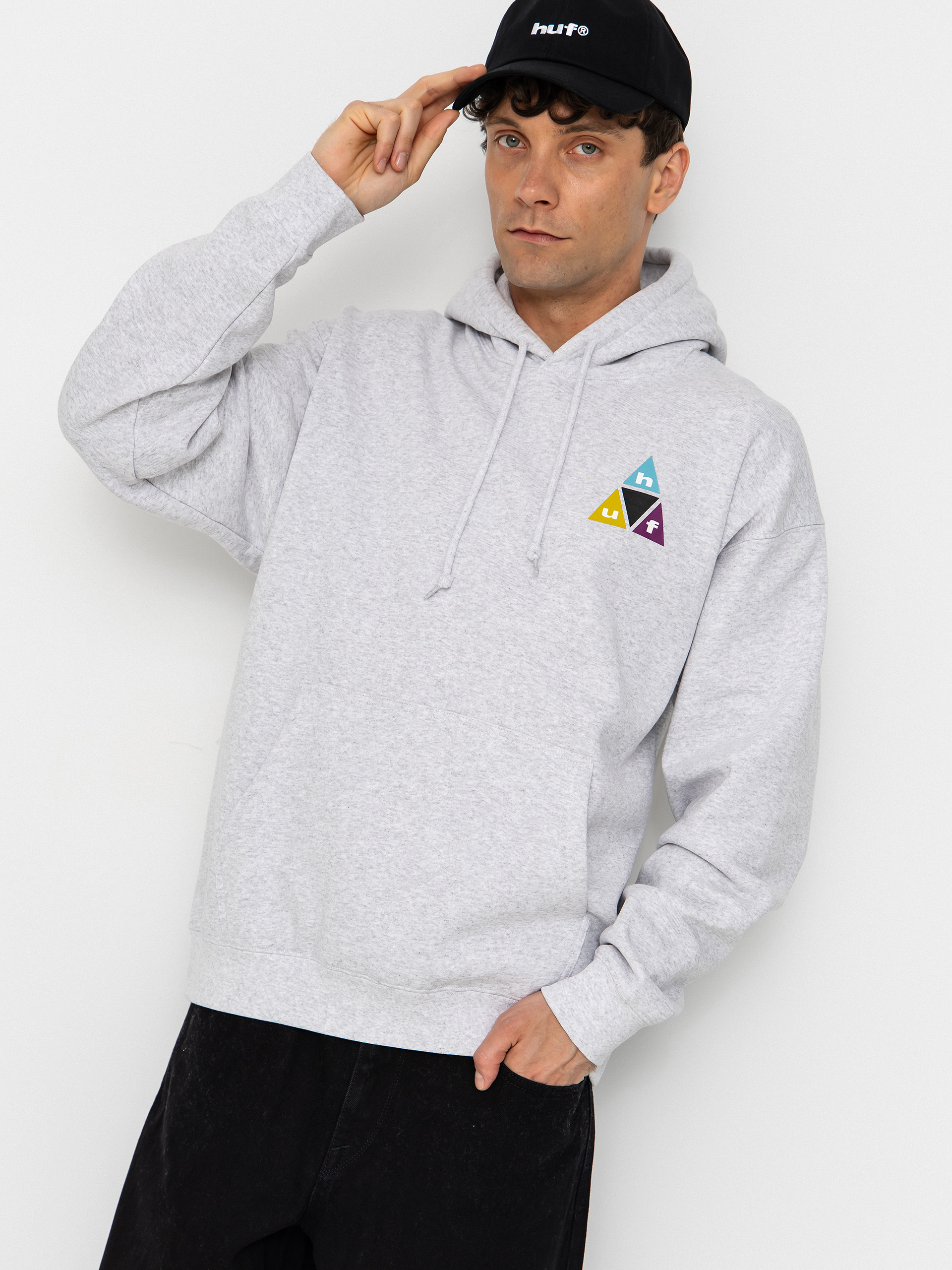 Суитшърт с качулка HUF Prism Tt HD (heather grey)