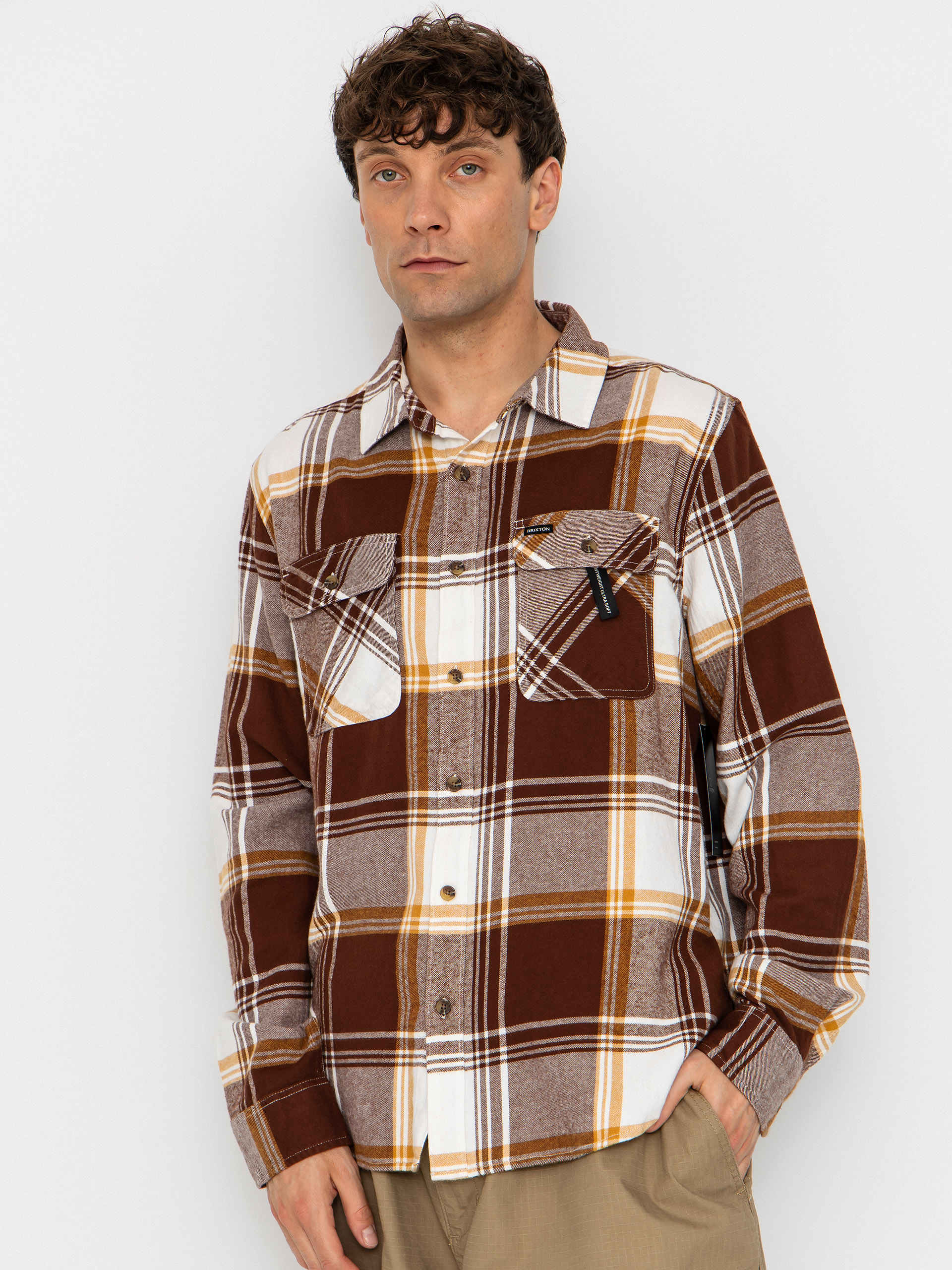 Риза Brixton Bowery Lw Ultra Flannel (chocolate/off white)