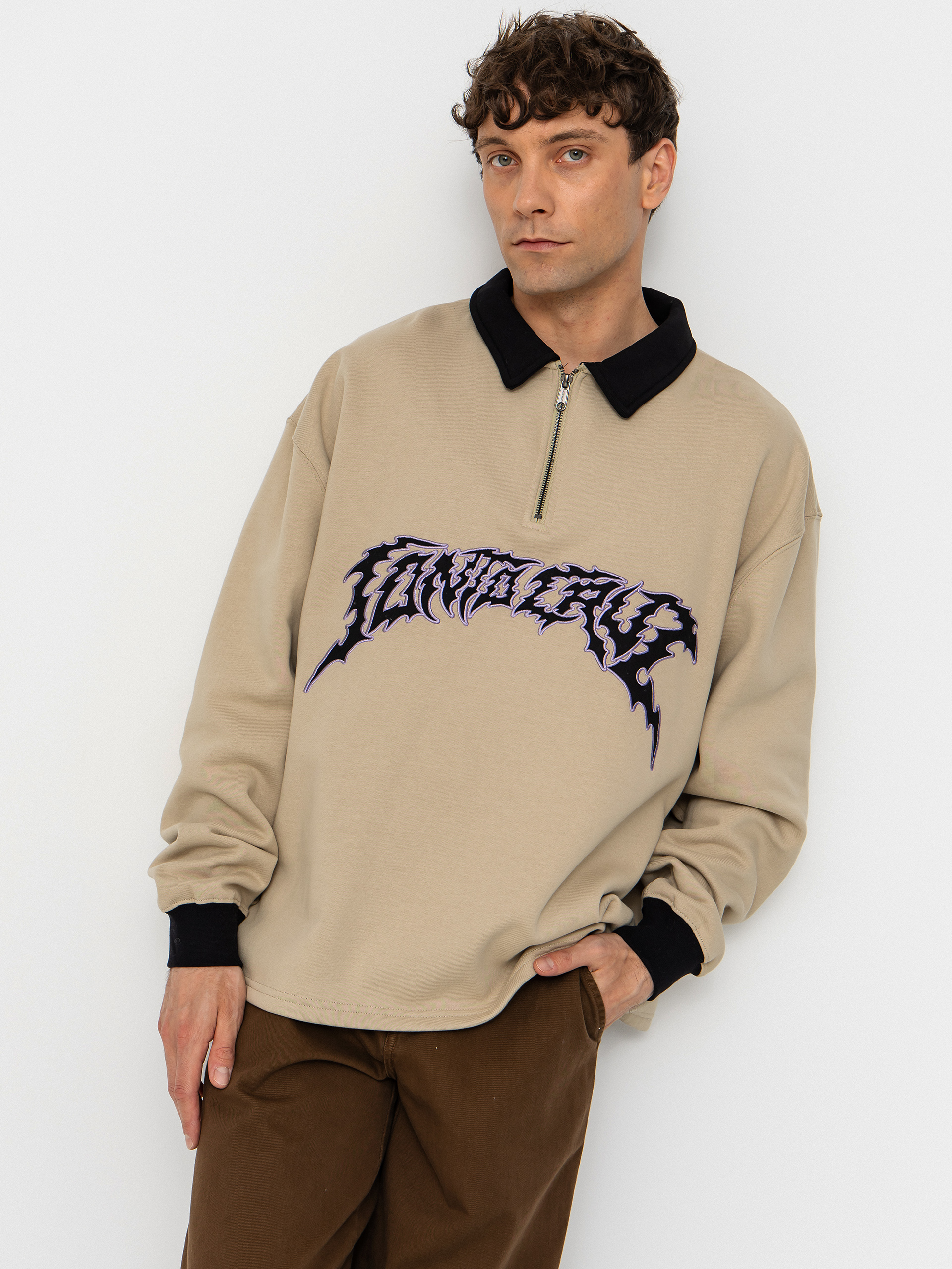 Суитшърт Santa Cruz Out Of Time Strip 1/4 Zip (stone grey)