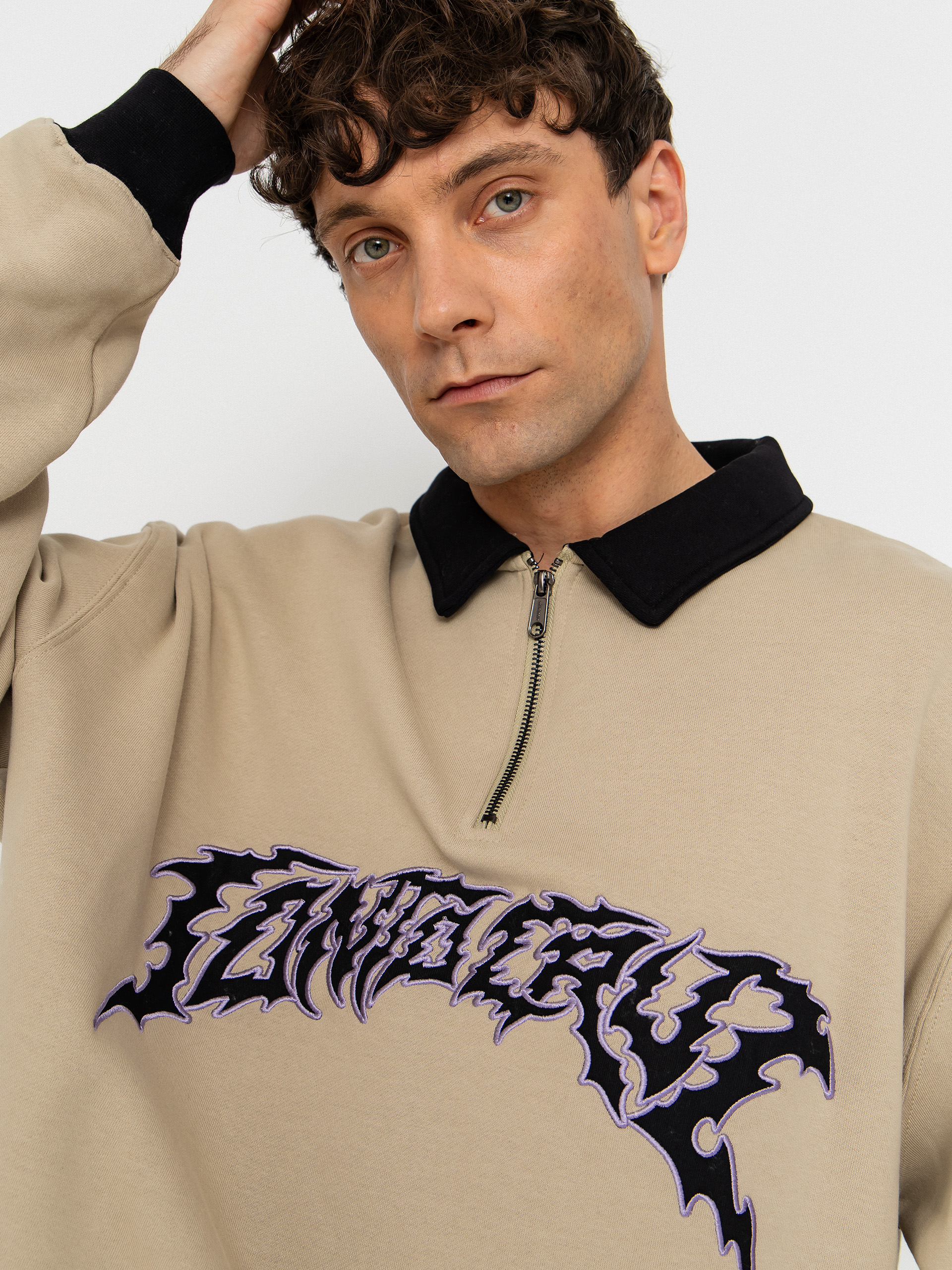 Суитшърт Santa Cruz Out Of Time Strip 1/4 Zip (stone grey)
