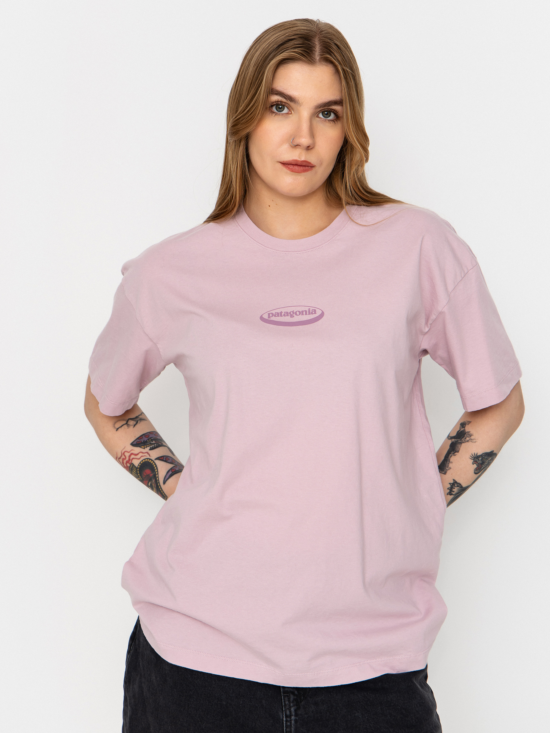 Тениска Patagonia 95 Oval Logo Oversized Wmn (quiet violet)