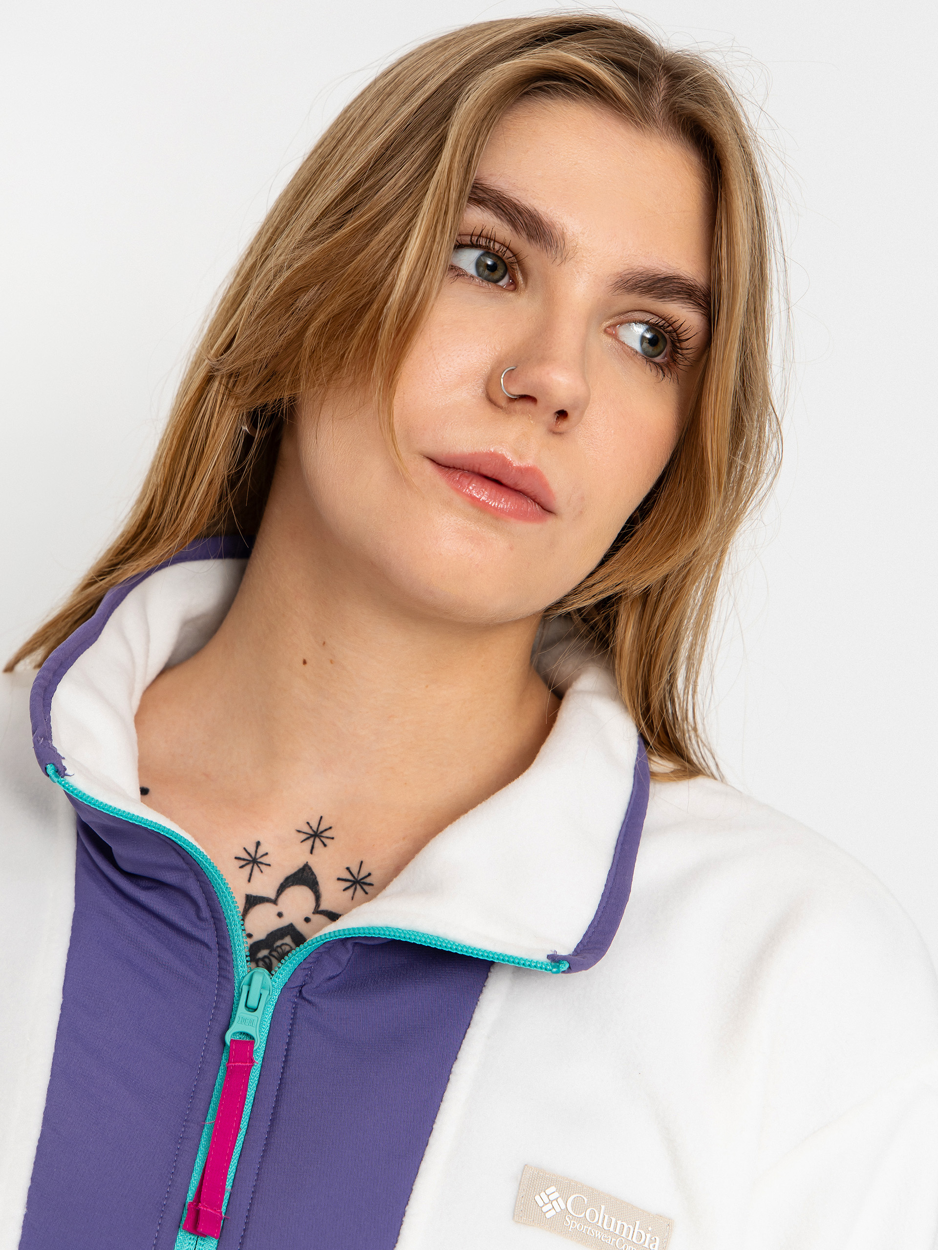 Мъжки Поларени суитшърт Columbia Sequoia Grove Half Zip (sea salt/stormwatch)