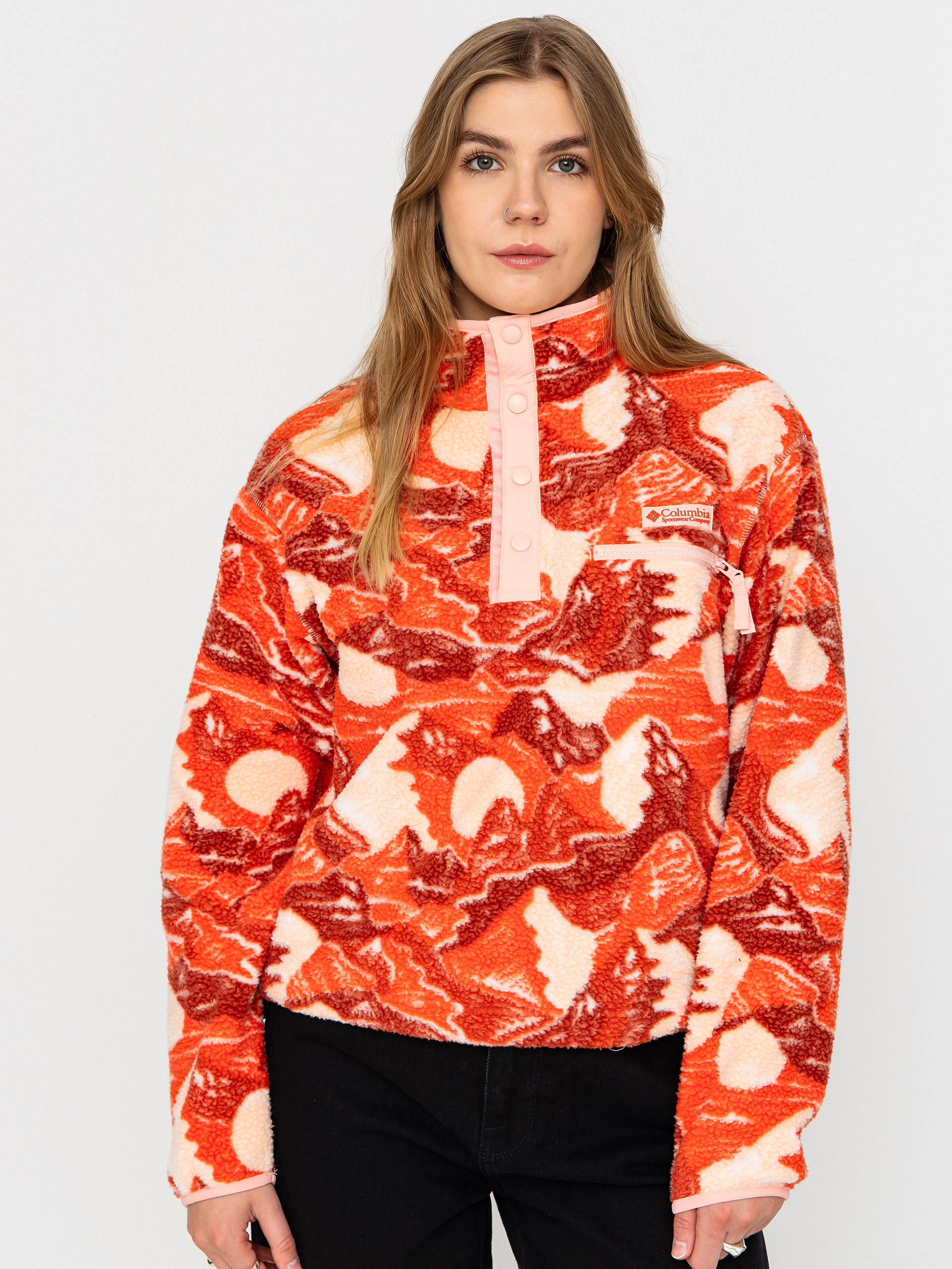 Поларени суитшърт Columbia Helvetia II Printed Cropped Half Snap Wmn