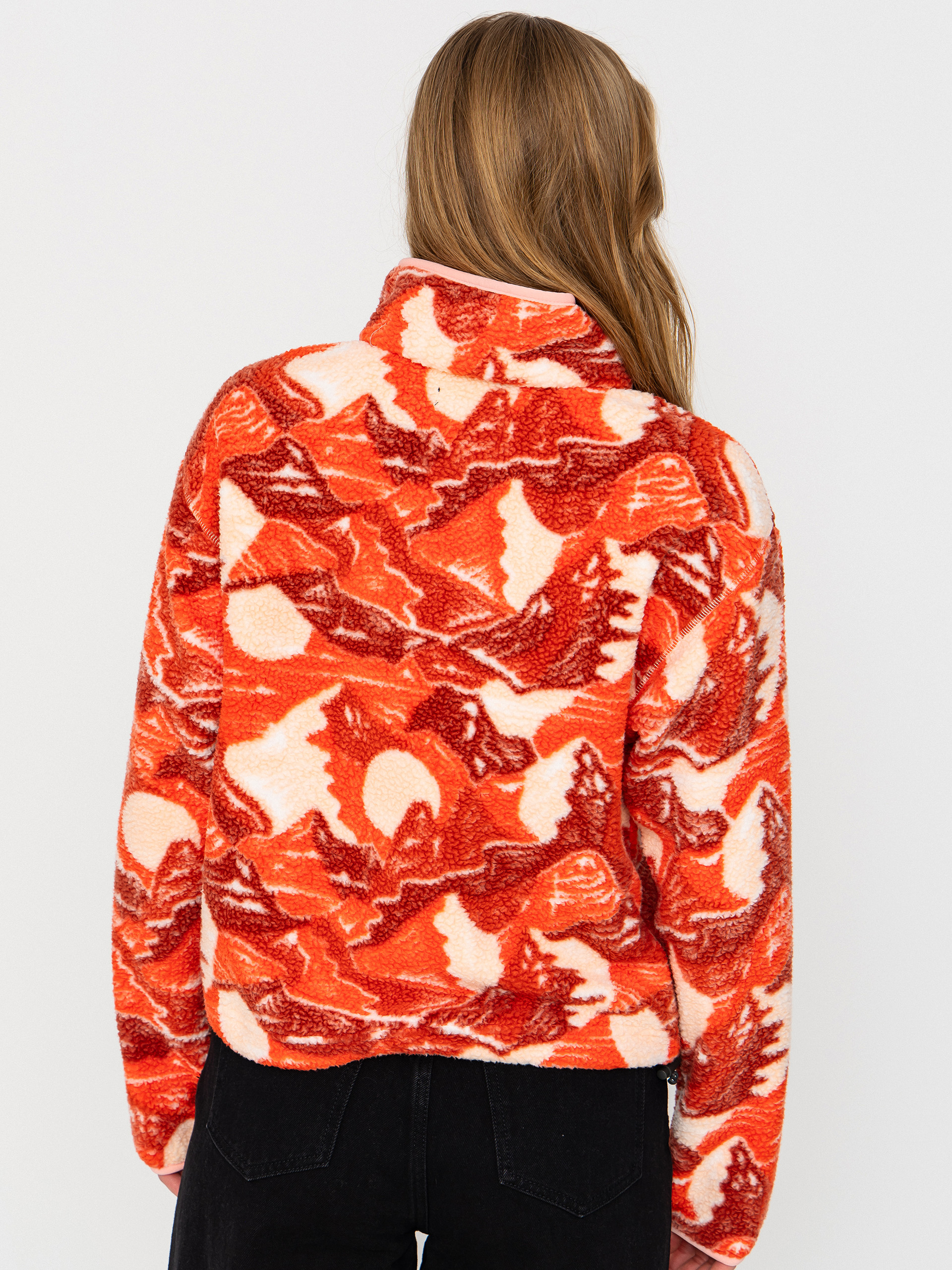 Дамски Поларени суитшърт Columbia Helvetia II Printed Cropped Half Snap (poppy red/sunscape)