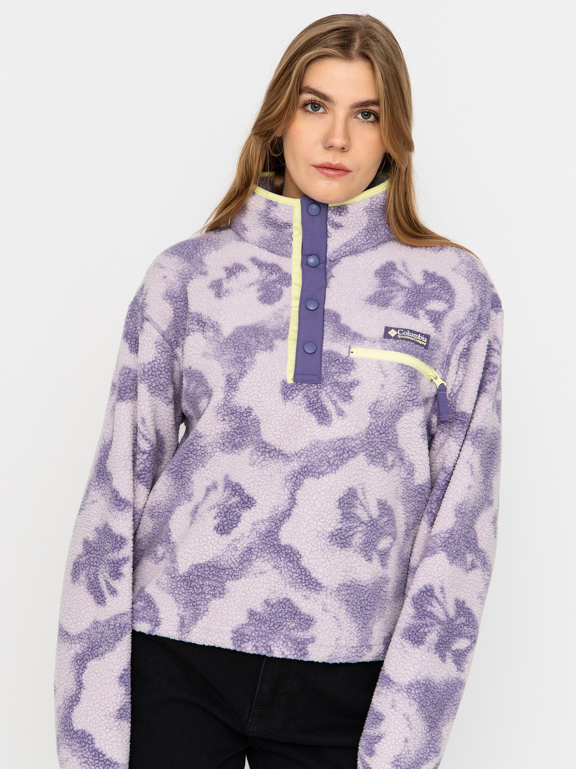 Поларени суитшърт Columbia Helvetia II Printed Cropped Half Snap Wmn