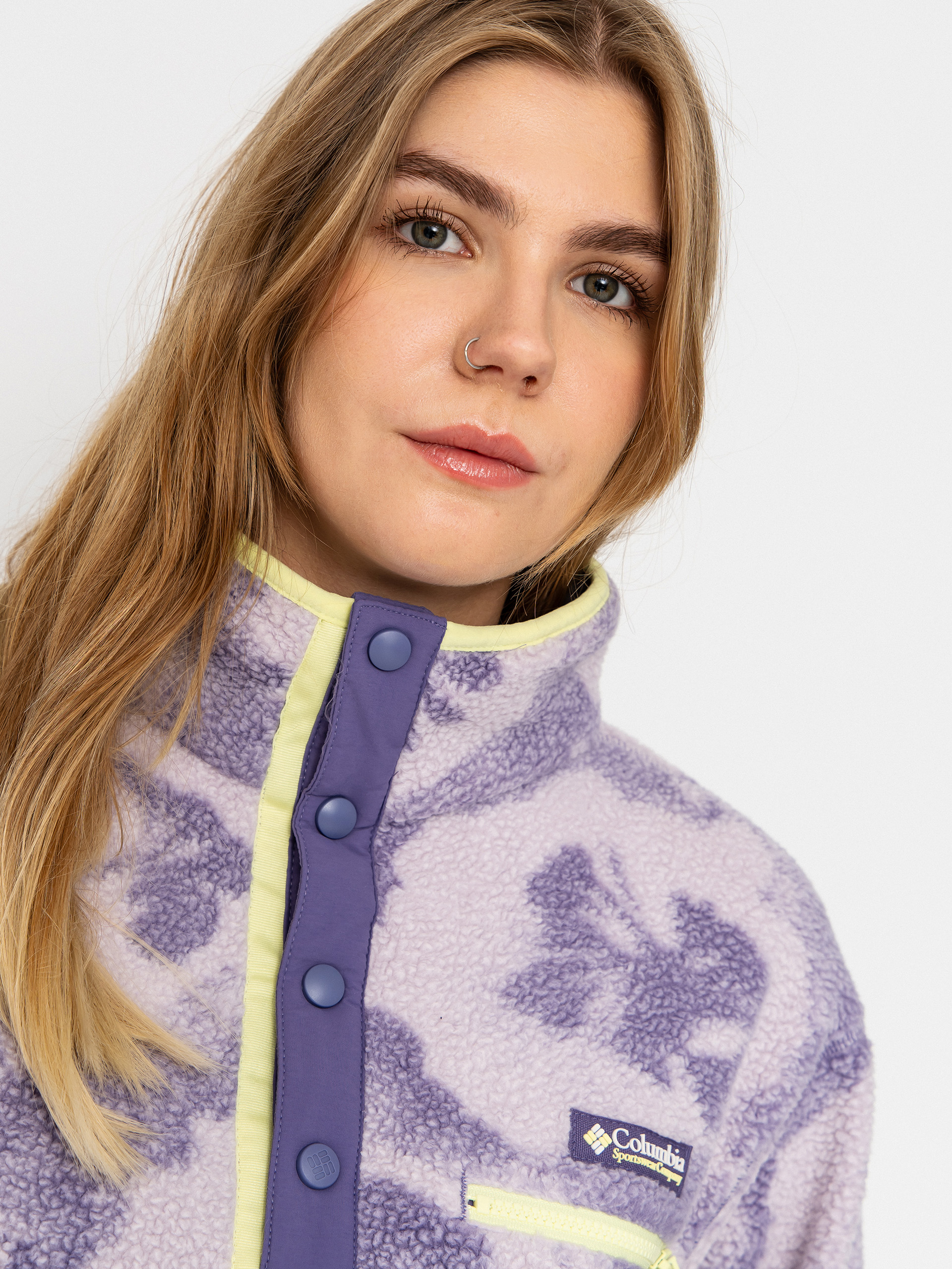 Дамски Поларени суитшърт Columbia Helvetia II Printed Cropped Half Snap (stormwatch/sprayflower)