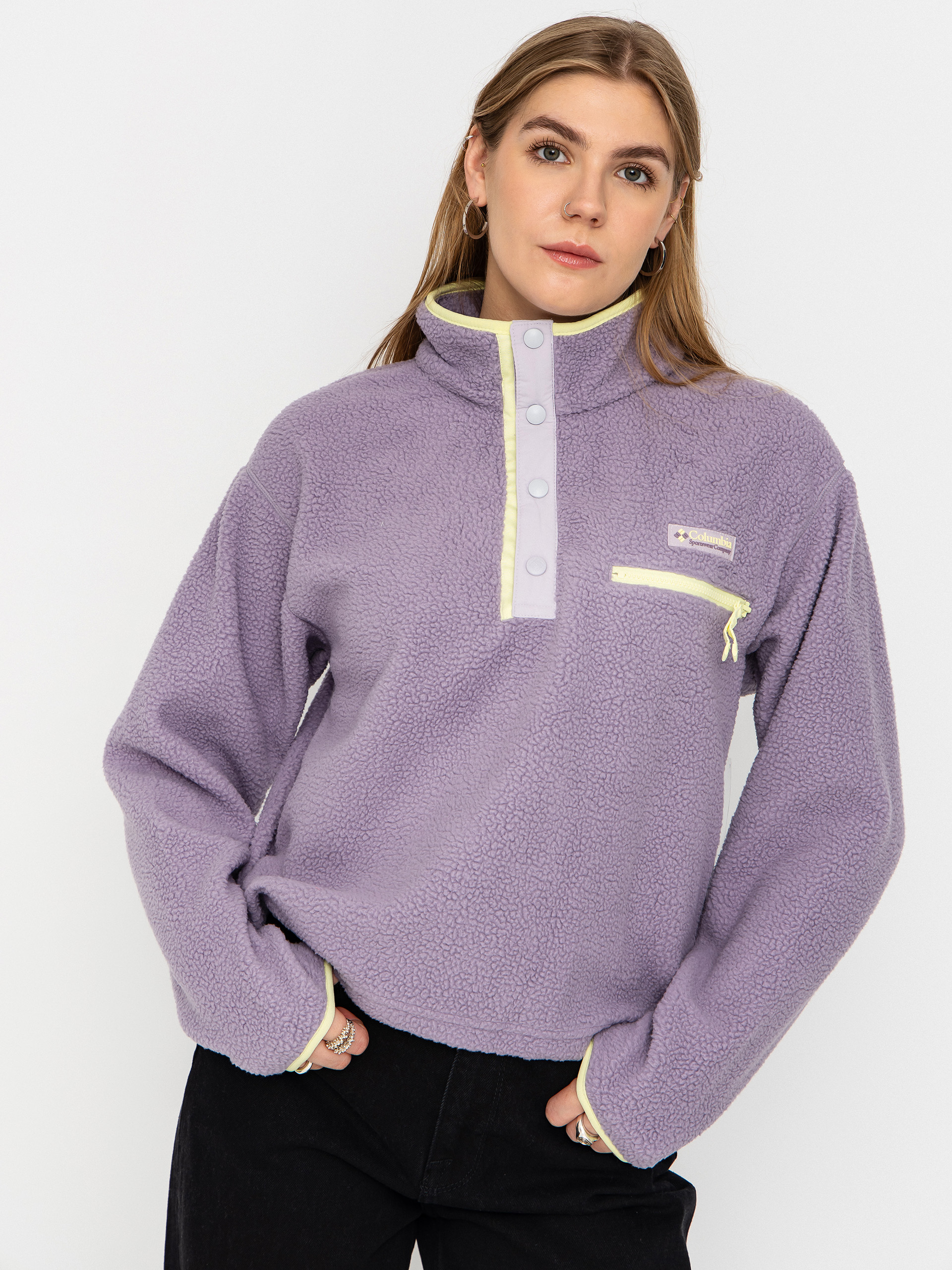 Поларени суитшърт Columbia Helvetia II Cropped Half Snap Wmn (shale purple/lavender pearl/citron haze)