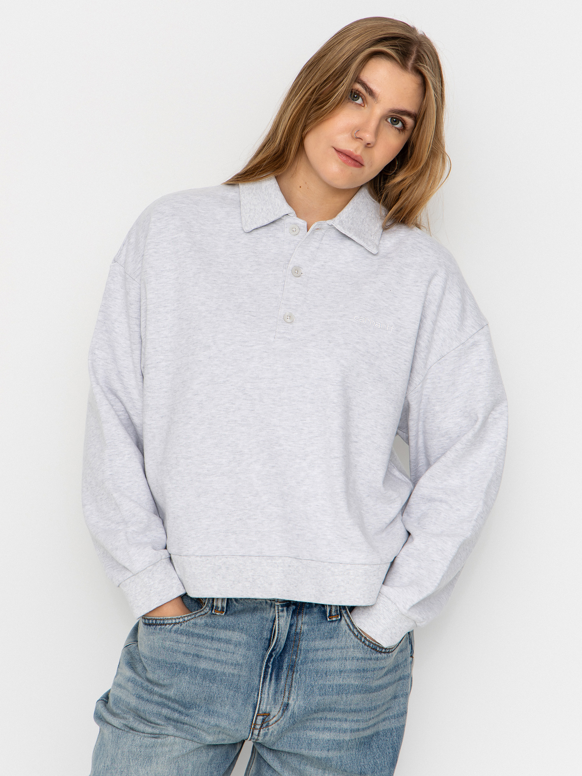 Суитшърт Carhartt WIP Brenta Polo Wmn (ash heather/white)