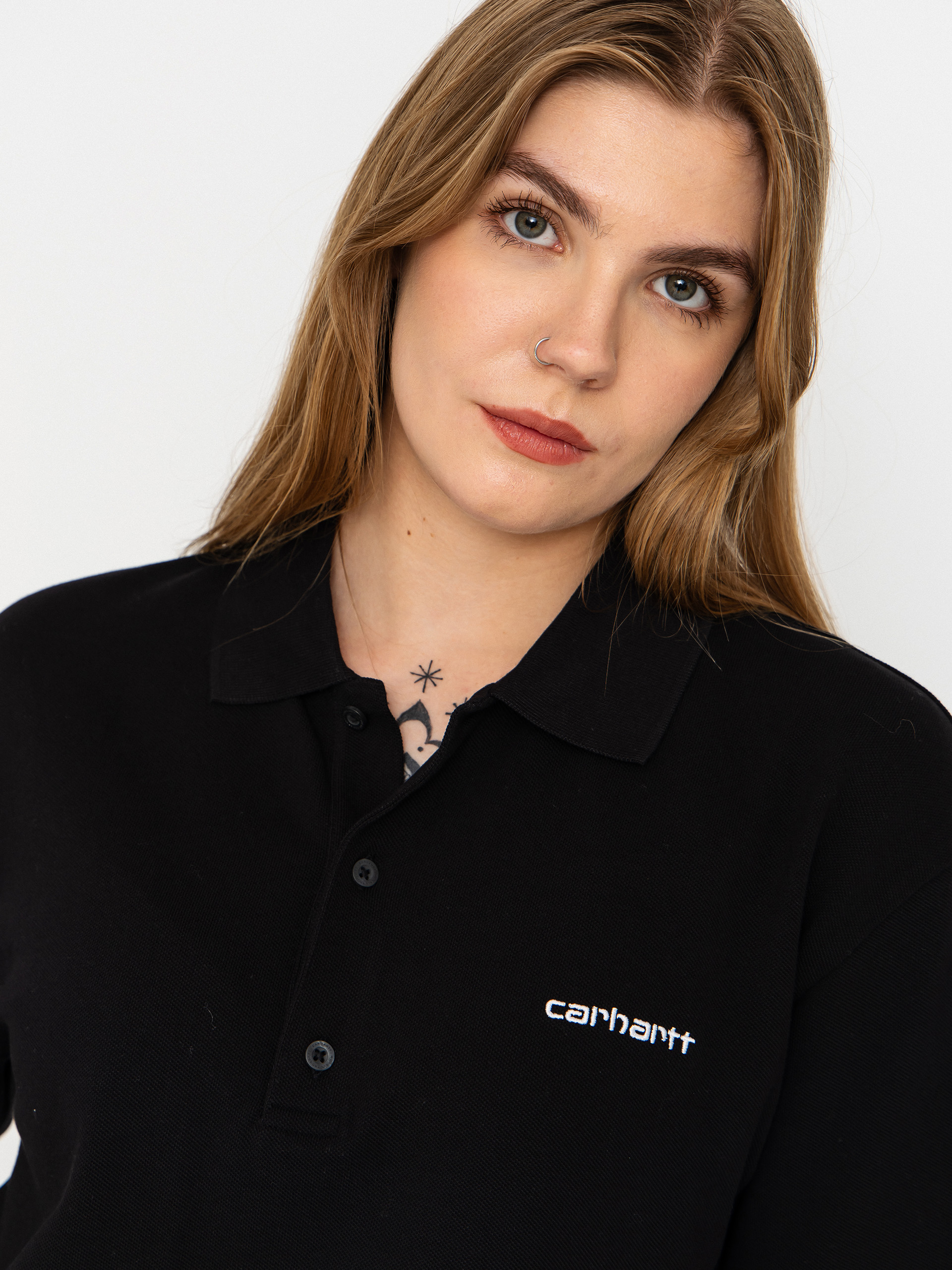 Тениска Carhartt WIP Script Polo Wmn (black/white)