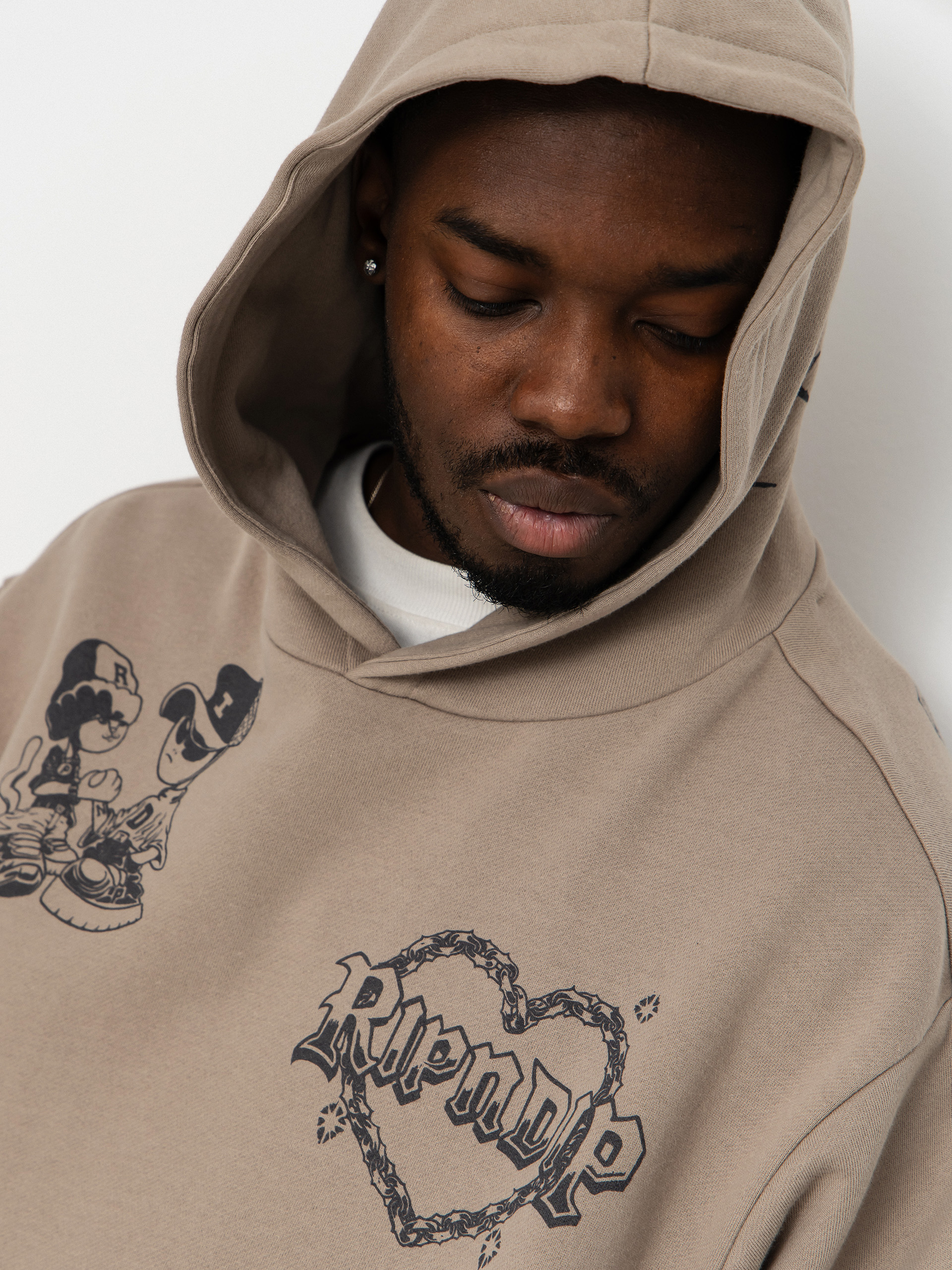 Суитшърт с качулка RipNDip Westside Distressed HD (dark sand wash)