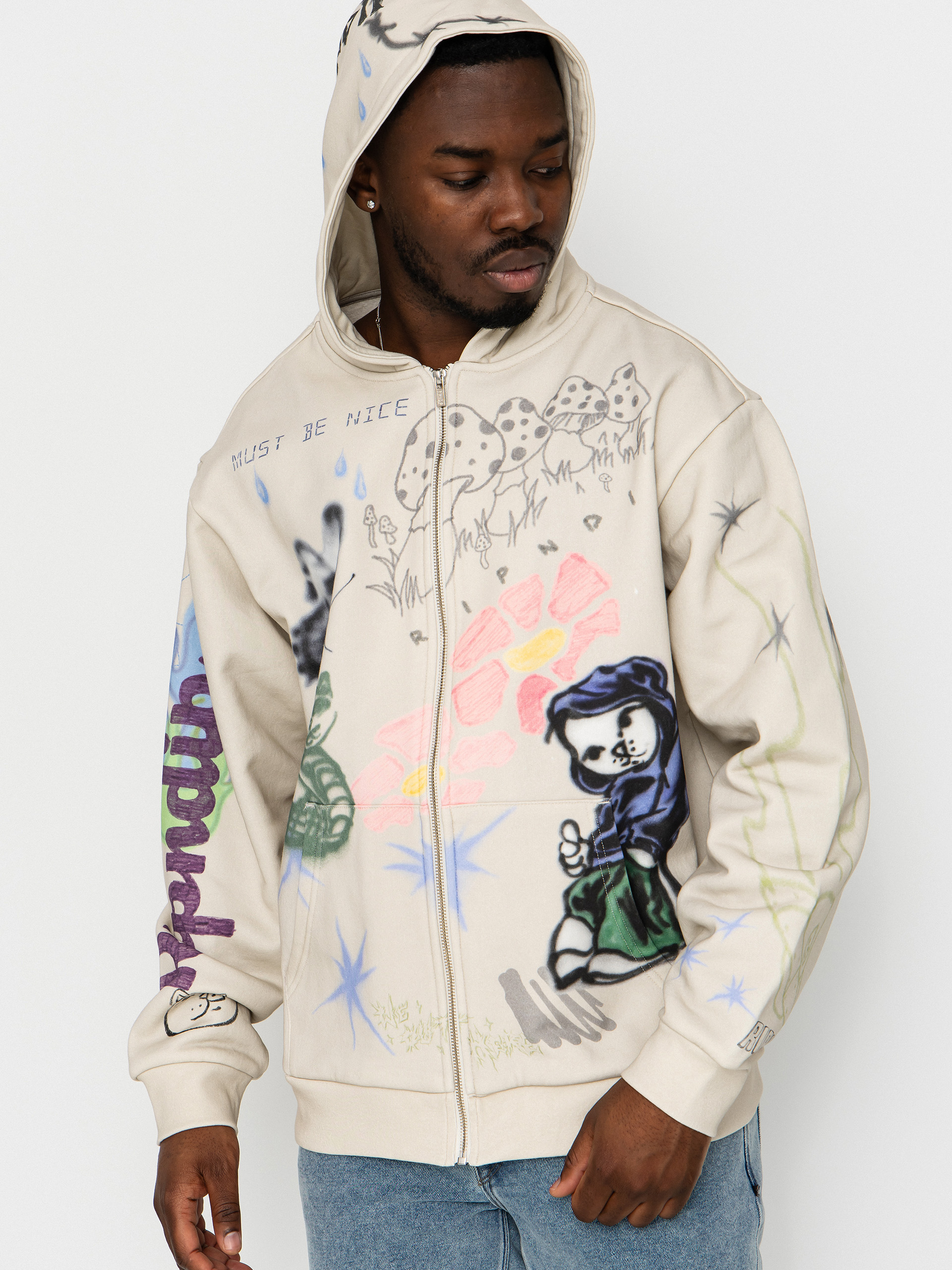 Суитшърт с качулка RipNDip Goosebumps ZHD (bone)