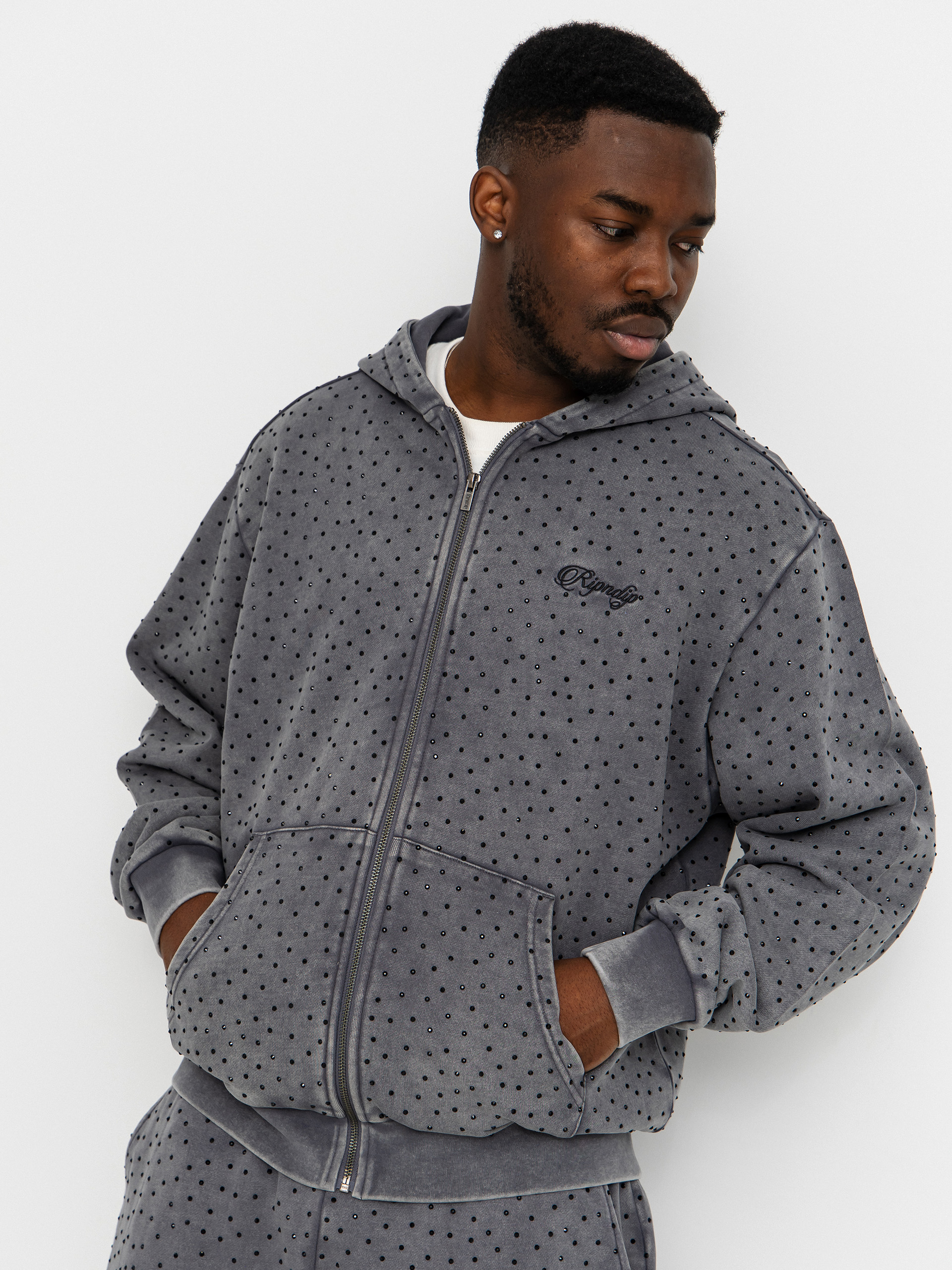 Суитшърт с качулка RipNDip Ripngems ZHD (charcoal wash)