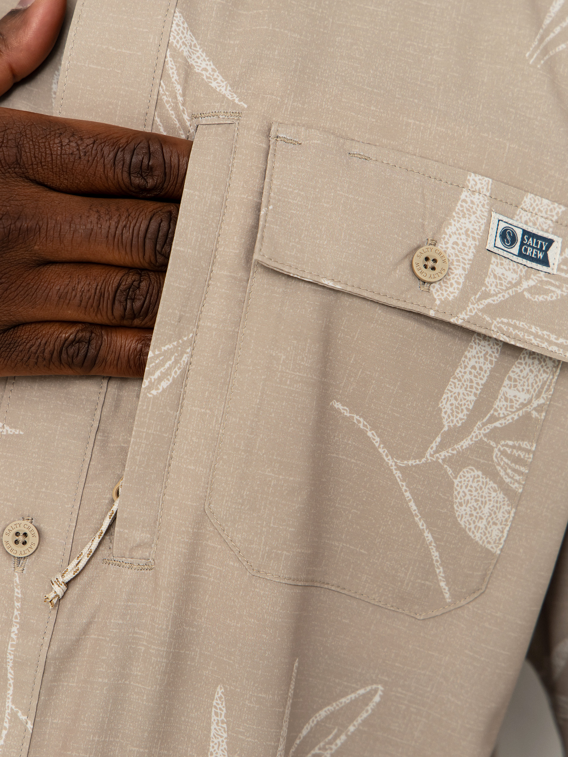 Риза Salty Crew Flagship Uv Button Up (dark khaki)