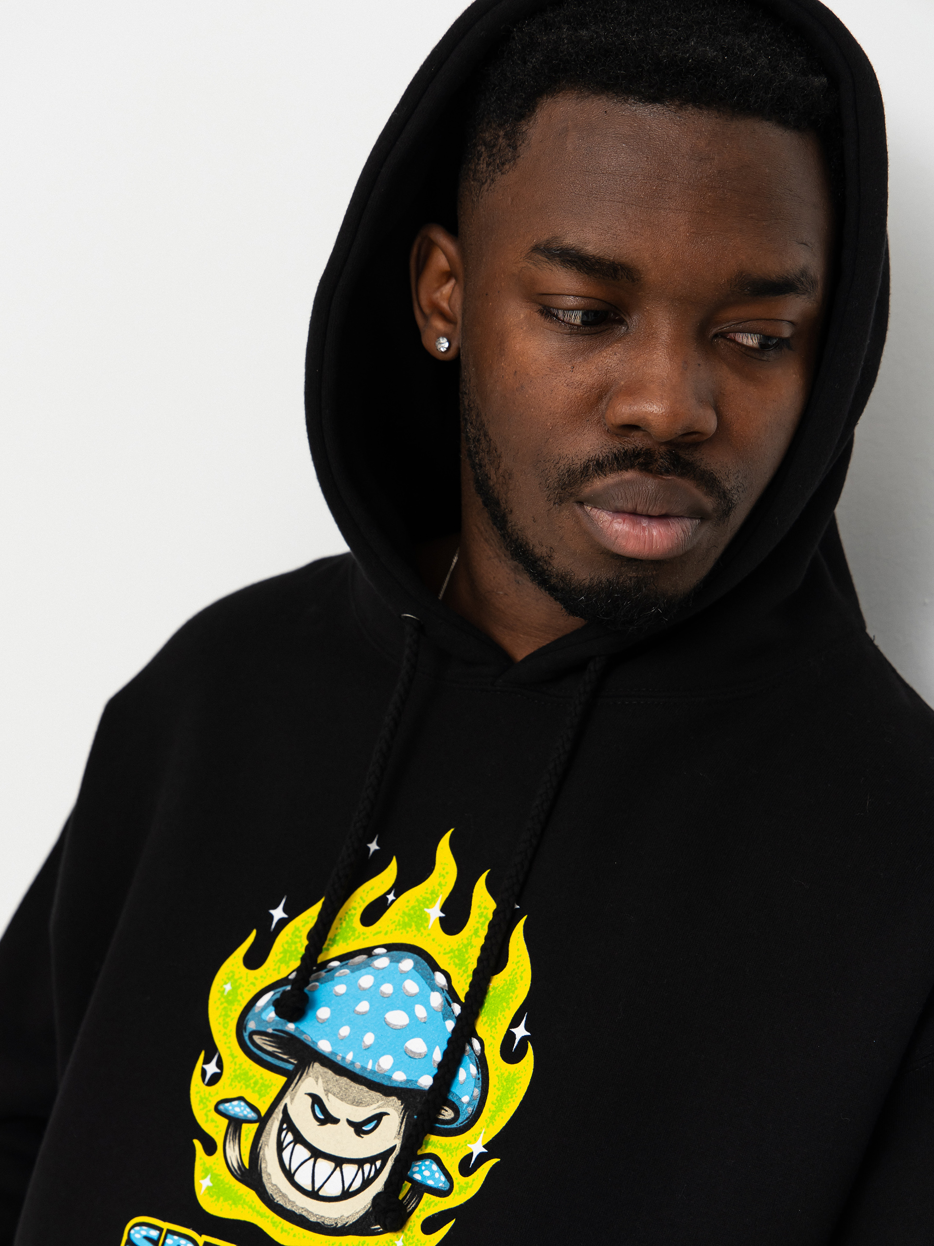 Суитшърт с качулка Spitfire Mushroom Bighead HD (black w/multi color print)