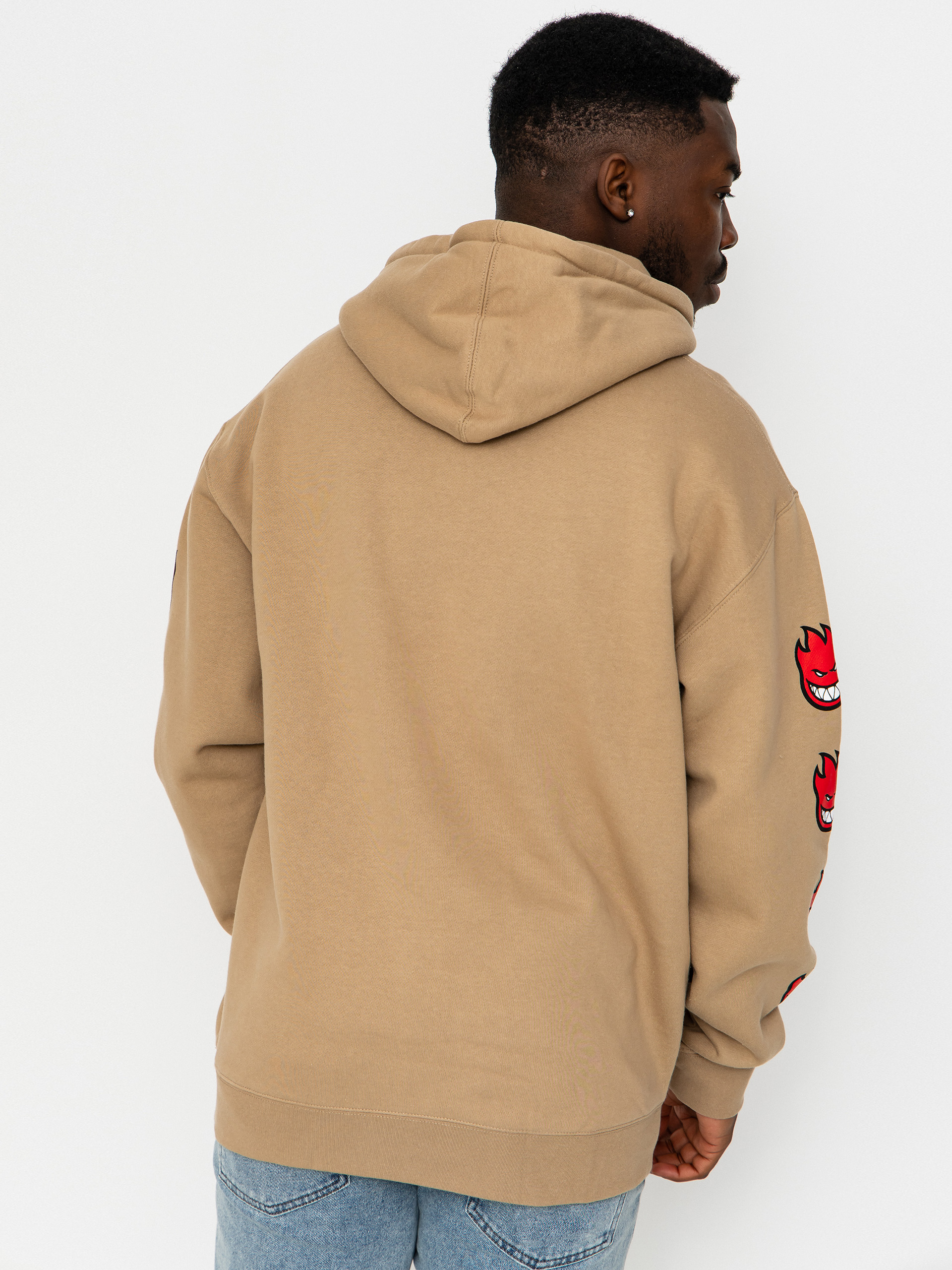 Суитшърт с качулка Spitfire Classic 87 Bighead Fill Sleeve HD (sandstone w/red white black prints)