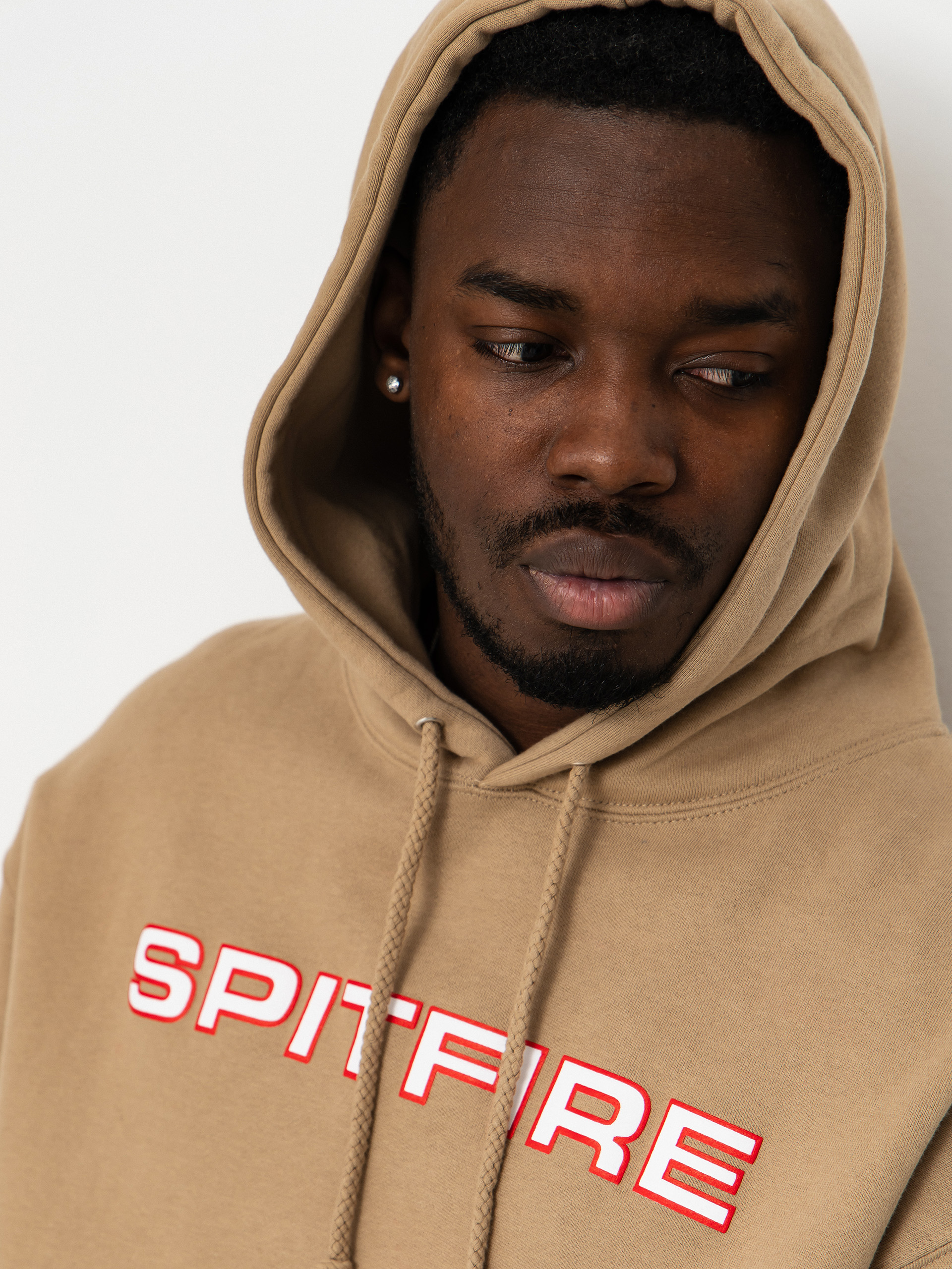 Суитшърт с качулка Spitfire Classic 87 Bighead Fill Sleeve HD (sandstone w/red white black prints)
