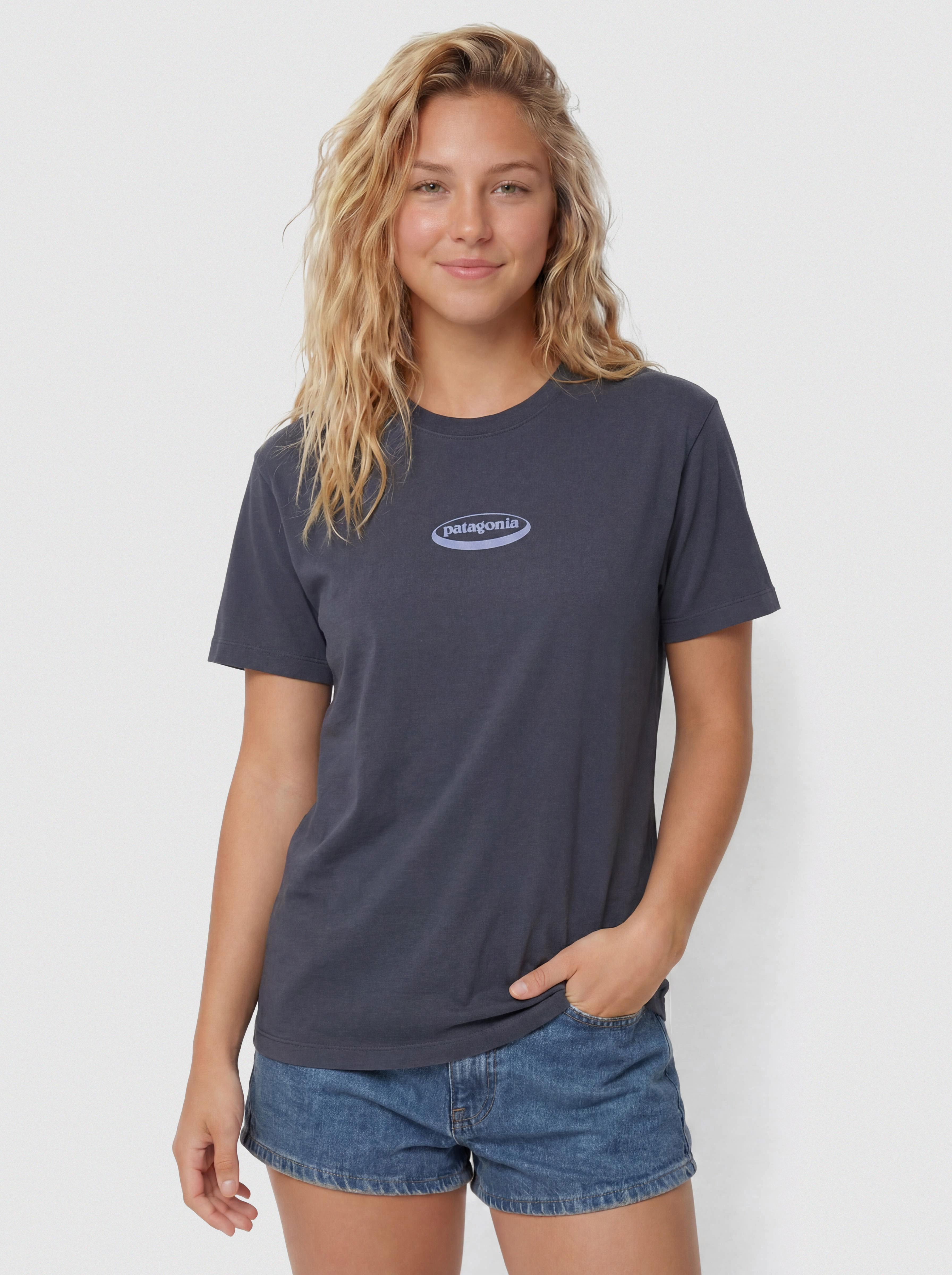 Тениска Patagonia 95 Oval Logo Oversized Wmn (smolder blue)