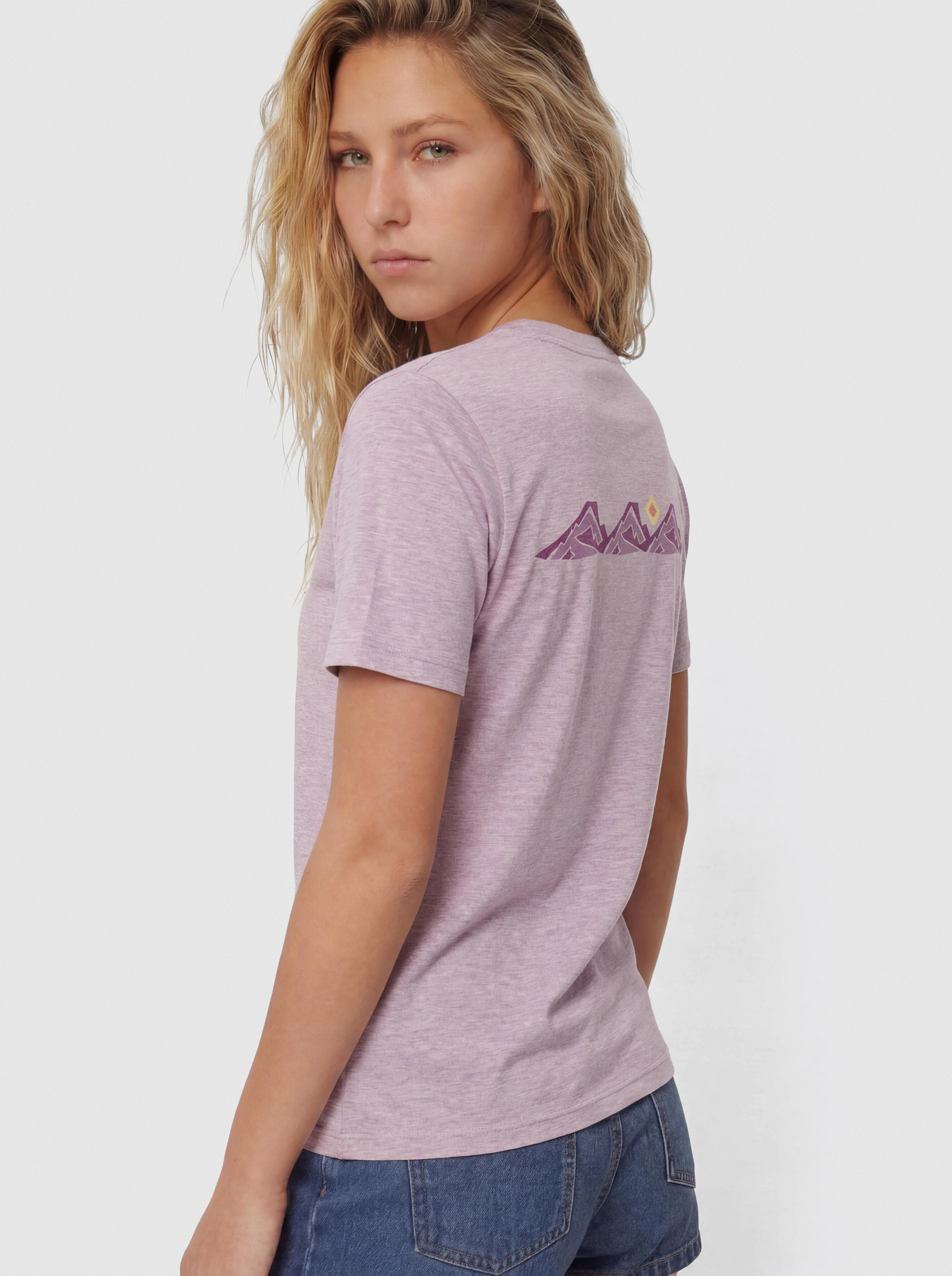 Тениска Patagonia Capilene Cool Trailcheck Wmn (quiet violet)