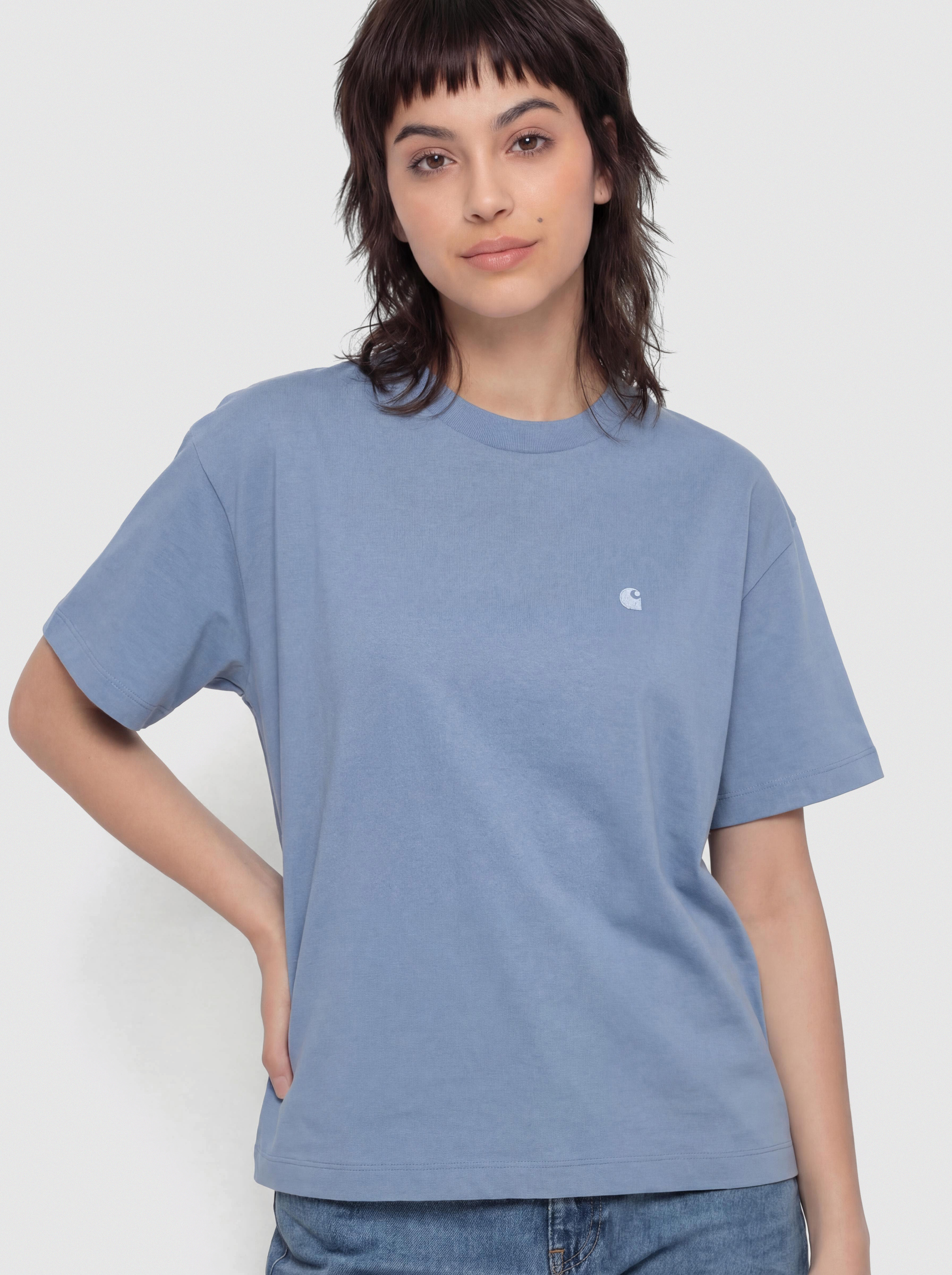 Тениска Carhartt WIP Chester Wmn (gentle blue)