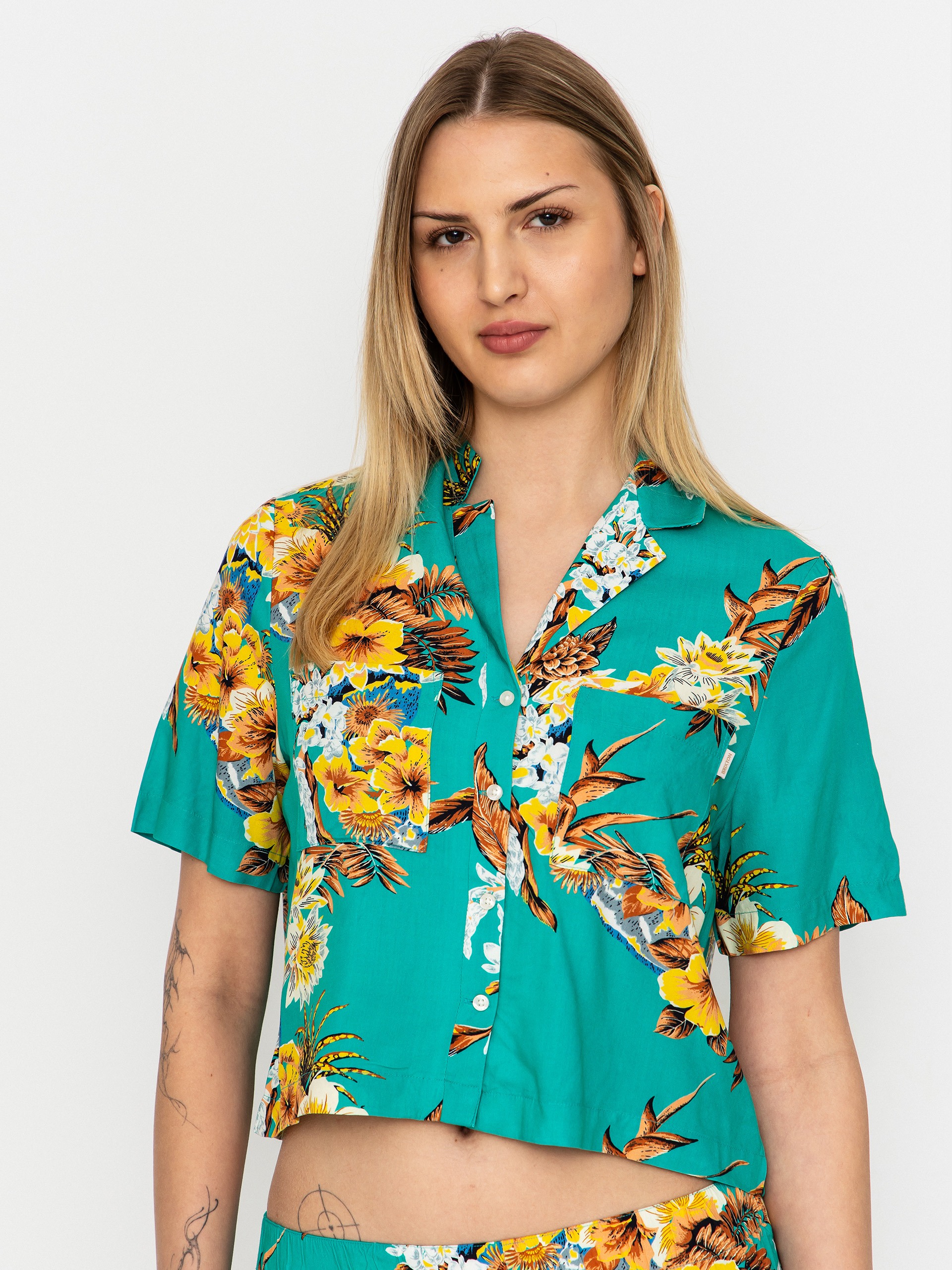 Риза Brixton Campos Button Down Wmn (retro green flor campos)