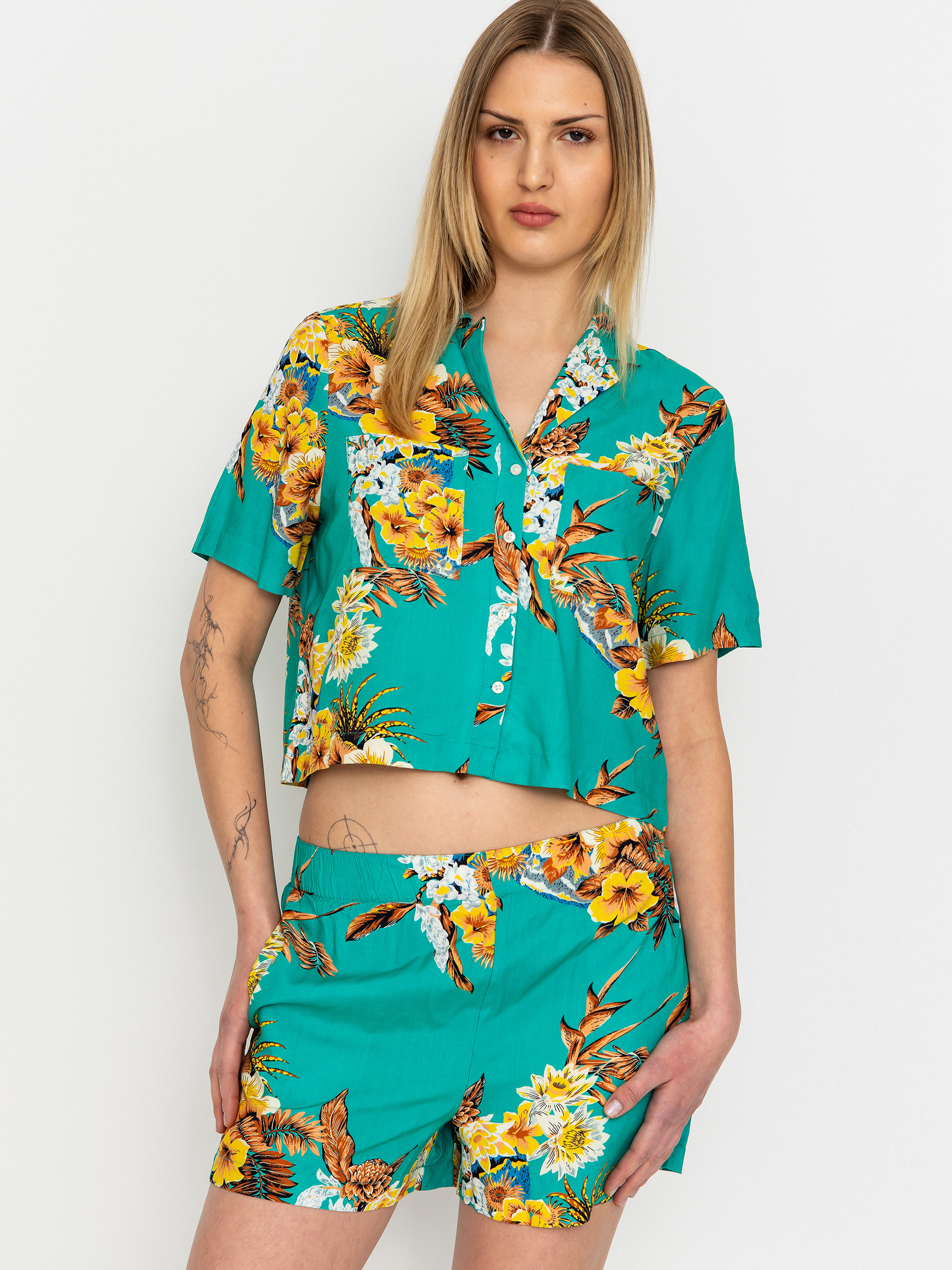 Риза Brixton Campos Button Down Wmn (retro green flor campos)