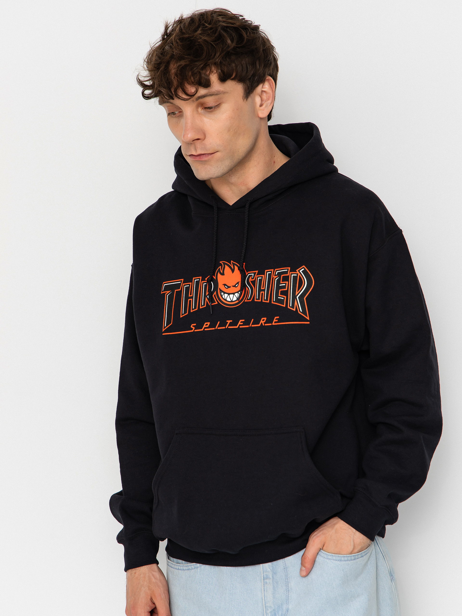 Суитшърт с качулка Thrasher x Spitfire Big Head Outline HD