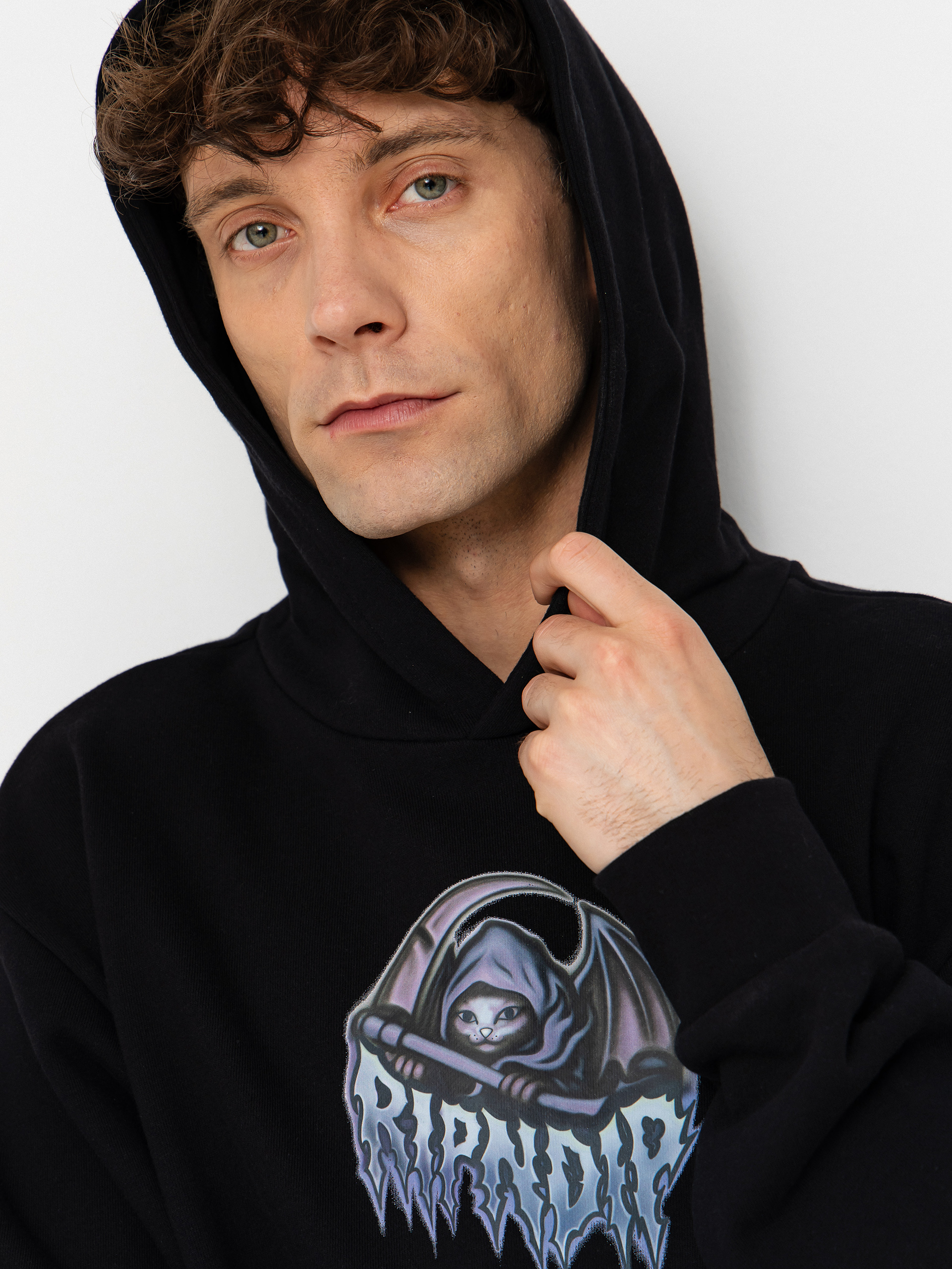 Суитшърт с качулка RipNDip Out Of Time HD (black wash)