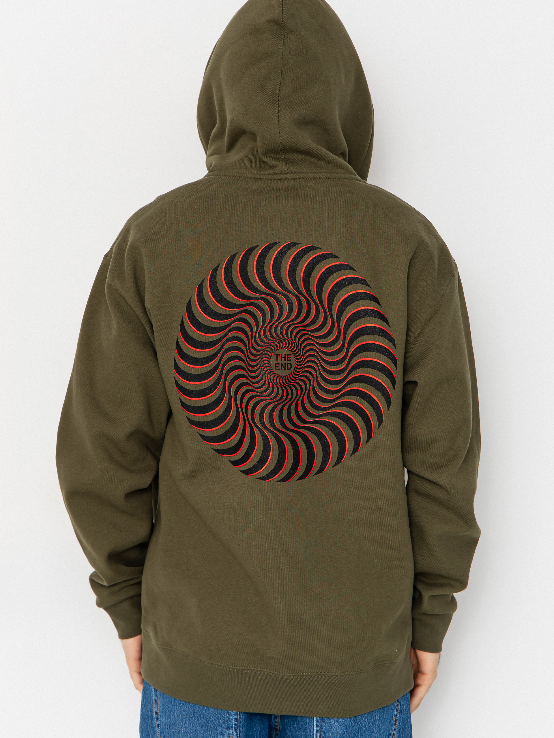 Суитшърт с качулка Spitfire Classic Swirl Overlay ZHD (army w/black red prints)