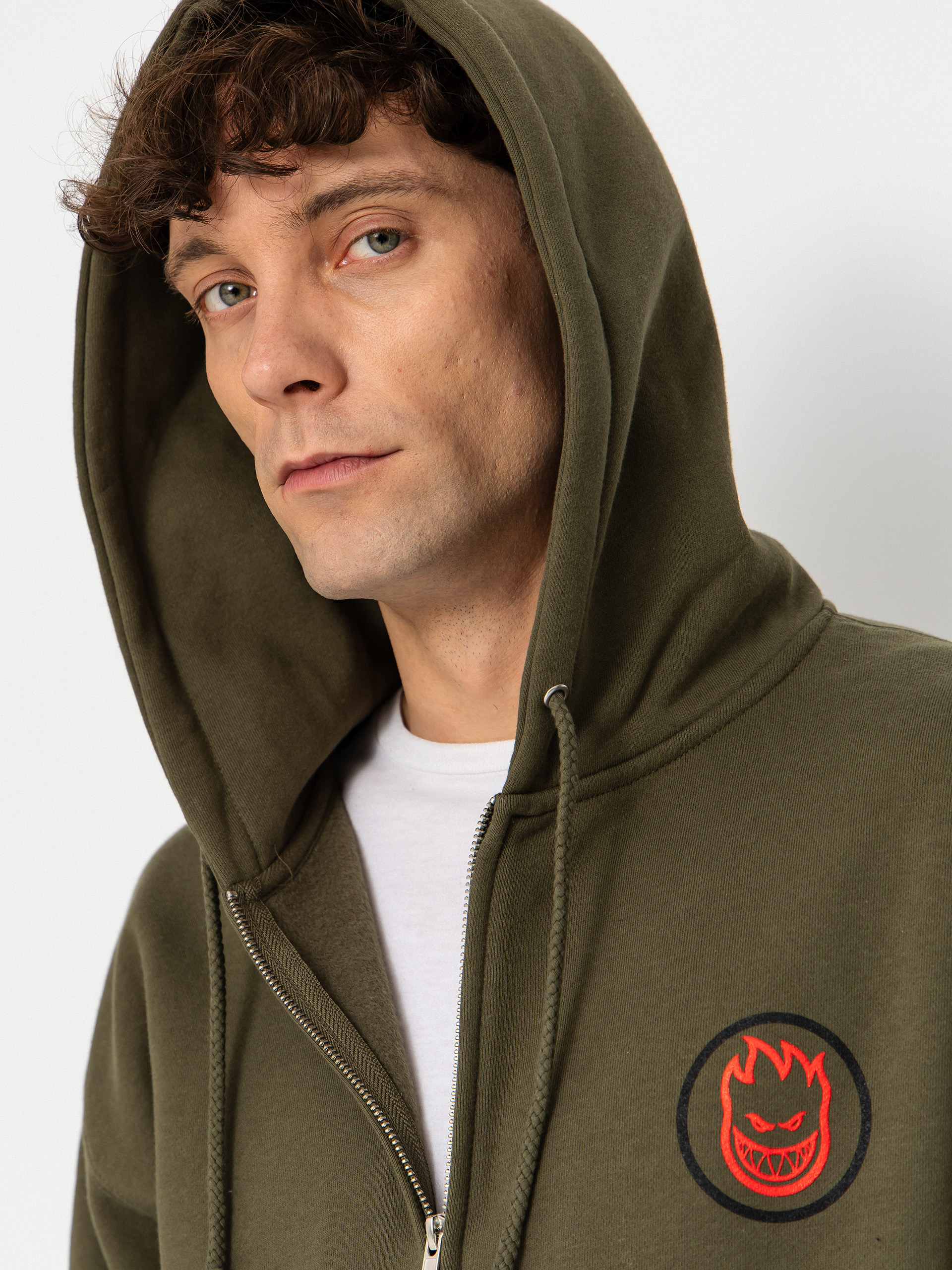 Суитшърт с качулка Spitfire Classic Swirl Overlay ZHD (army w/black red prints)