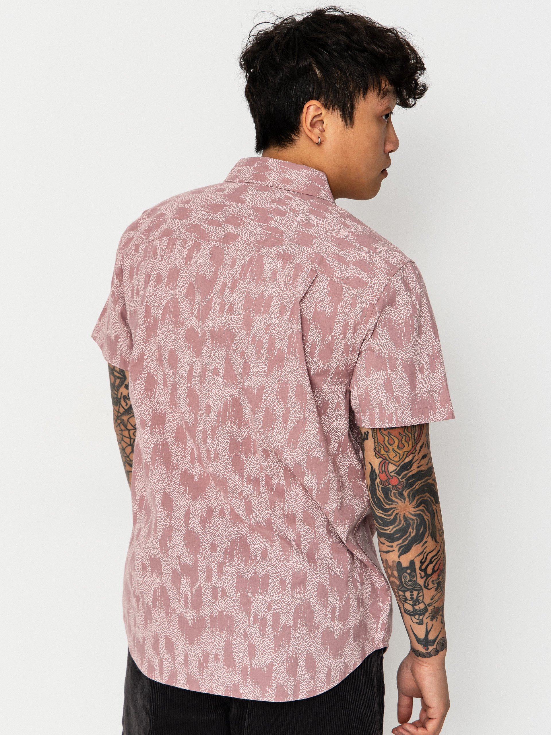 Риза Brixton Charter Print (dark pink/silver crackle paint)