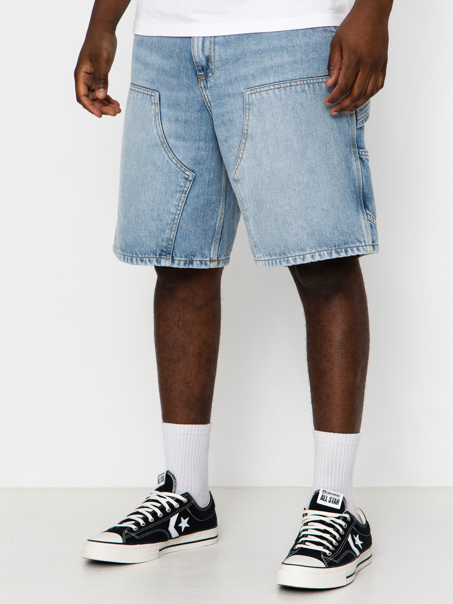 Къси панталони Carhartt WIP Double Knee (blue heavy worn bleached)
