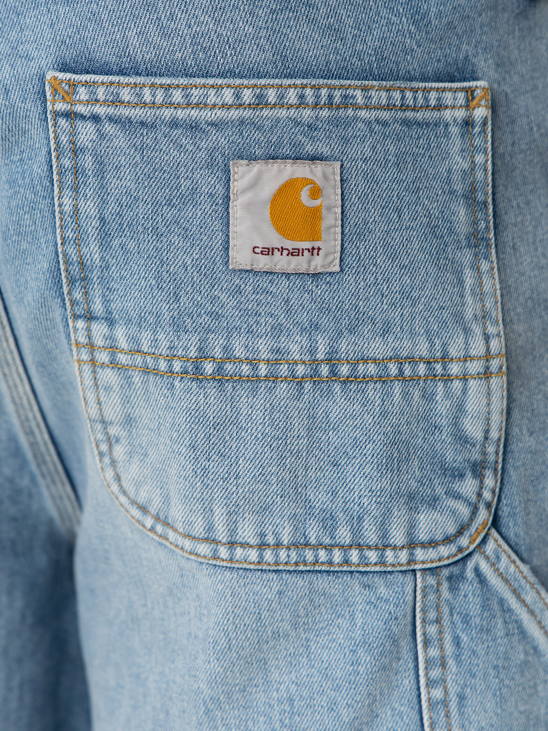 Къси панталони Carhartt WIP Double Knee (blue heavy worn bleached)
